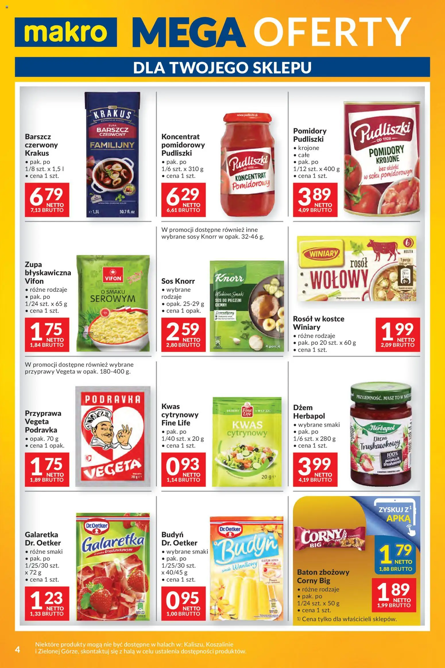 Makro Gazetka - Mega oferty dla Twojego Sklepu od 28.10.2025 | Strona: 4 | Produkty: Baton, Dżem, Zupa, Pomidory