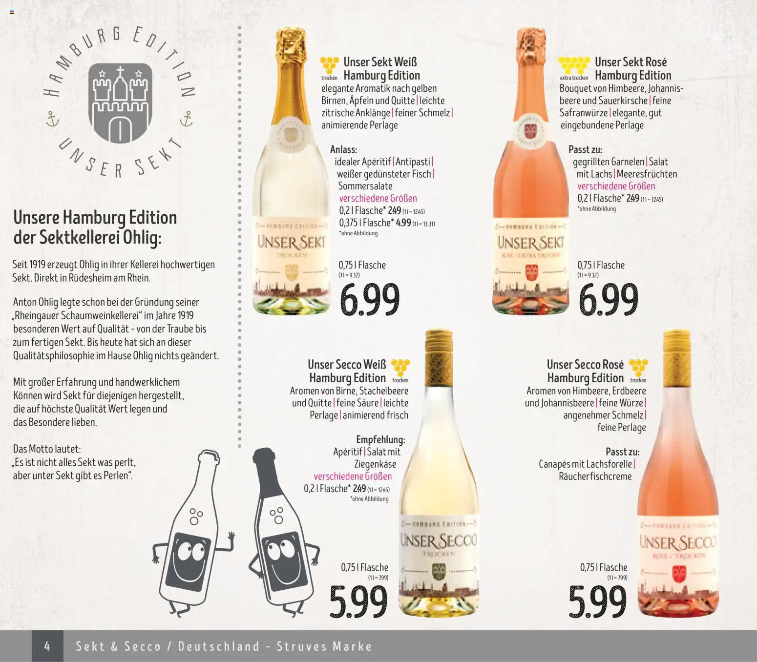 Edeka Struve Wein– und Spirituosen – gültig ab 14.11.2025 | Seite: 4 | Produkte: Sekt, Garnelen, Lachs, Salat