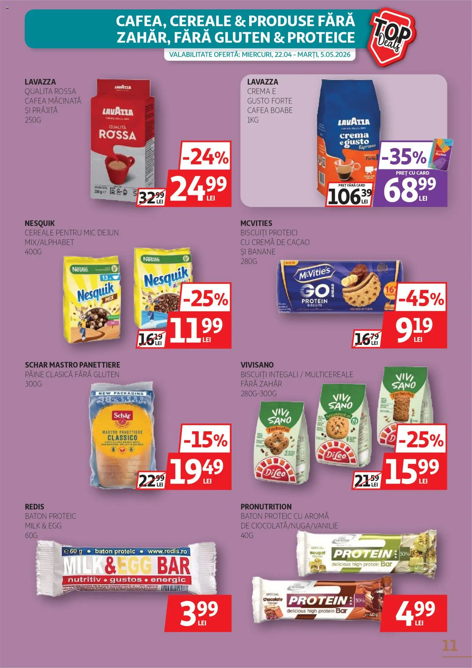 Noul catalog Auchan – valabil de la 22.04.2026 | Pagină: 11 | Produse: Cremă, Cafea, Banane, Cacao
