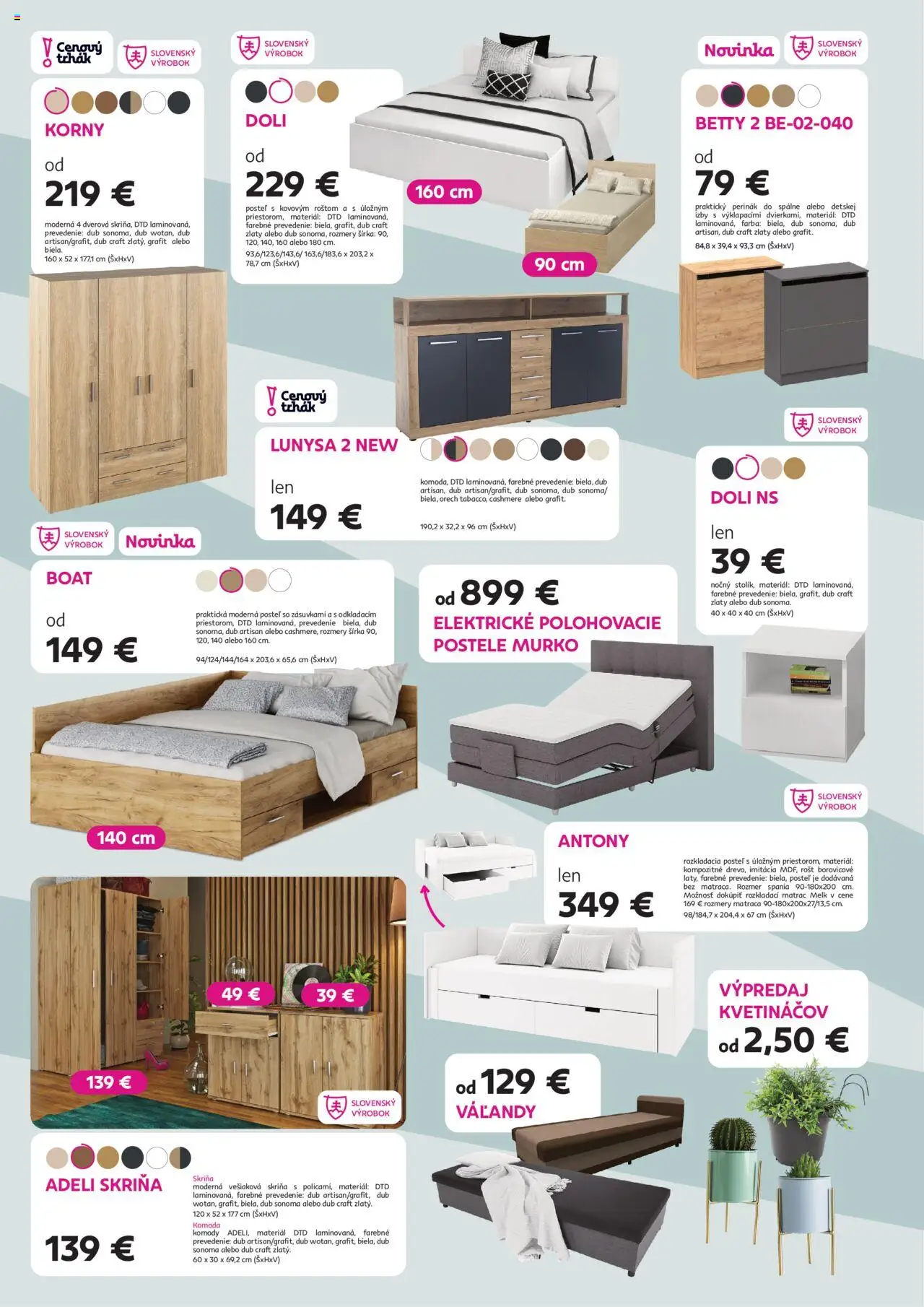 Nové Kondela akcie – leták je platný od 15.10.2025 | Strana: 6 | Produkty: Matrac, Posteľ, Skriňa, Postele