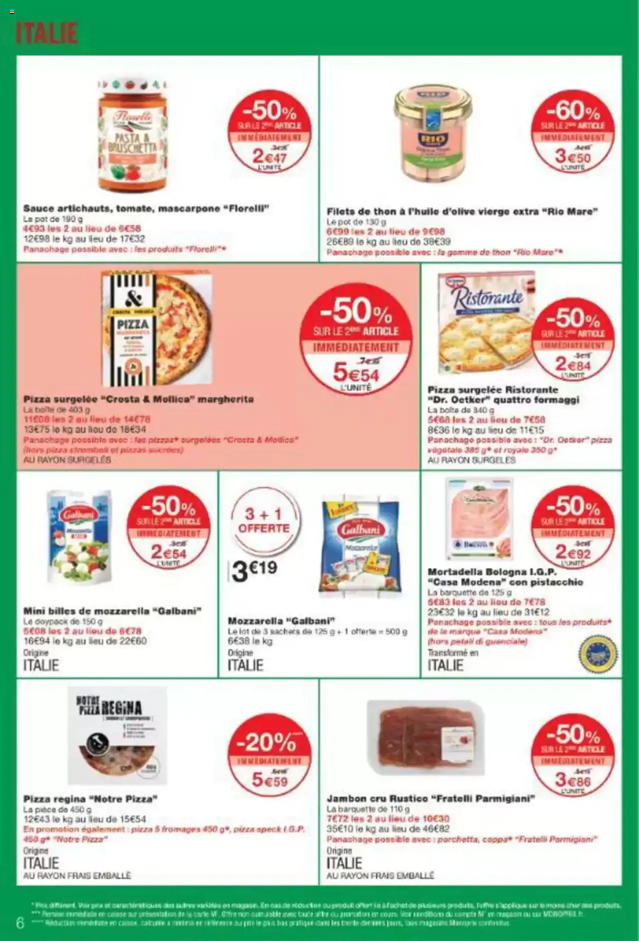  | Page: 6 | Produits: Jambon Cru, Pizza surgelée, Mozzarella, Jambon