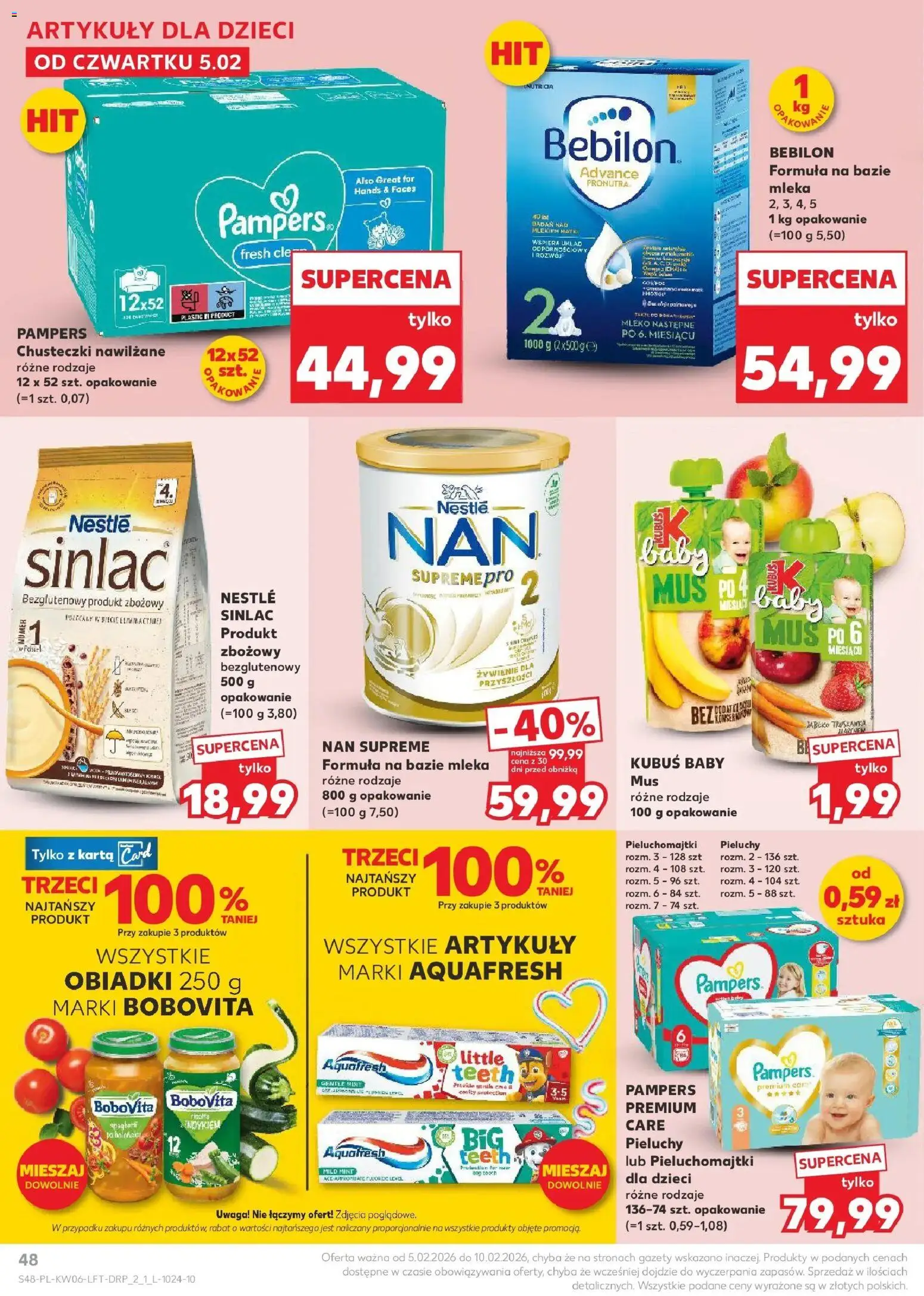 Kaufland gazetka od 05.02.2026 | Strona: 48 | Produkty: Mleka, Pampers, Pieluchomajtki, Mleko