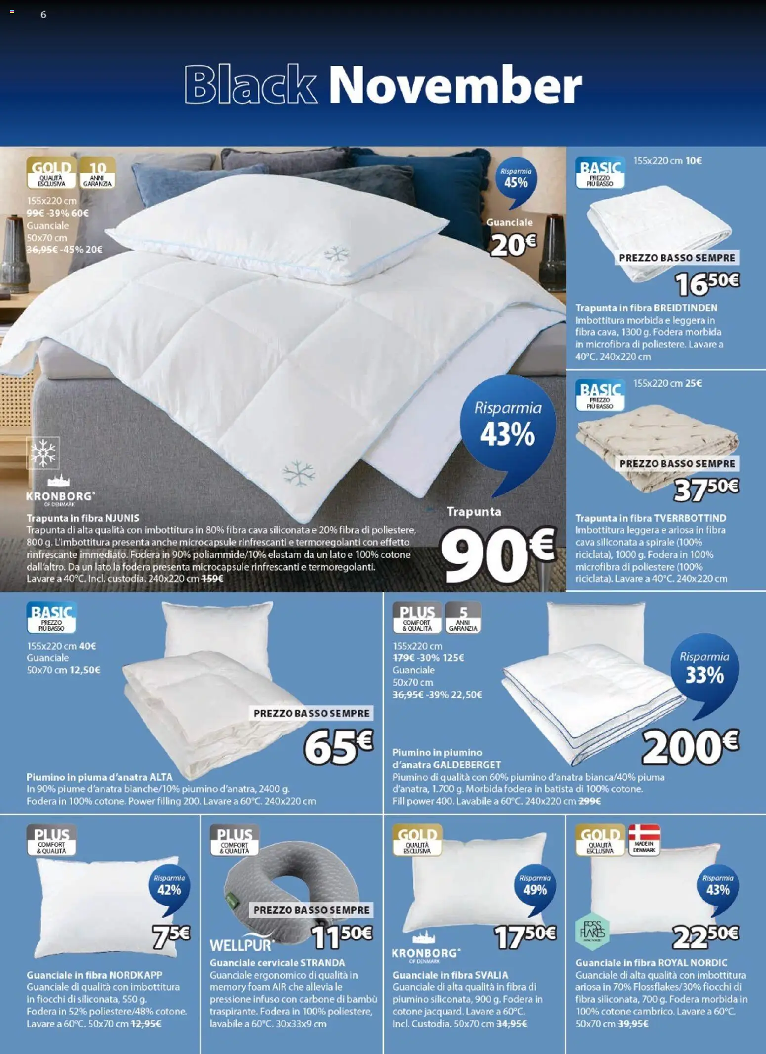 Volantino JYSK del 13.11.2025 | Pagina: 6 | Prodotti: Fiocchi, Trapunta, Guanciale