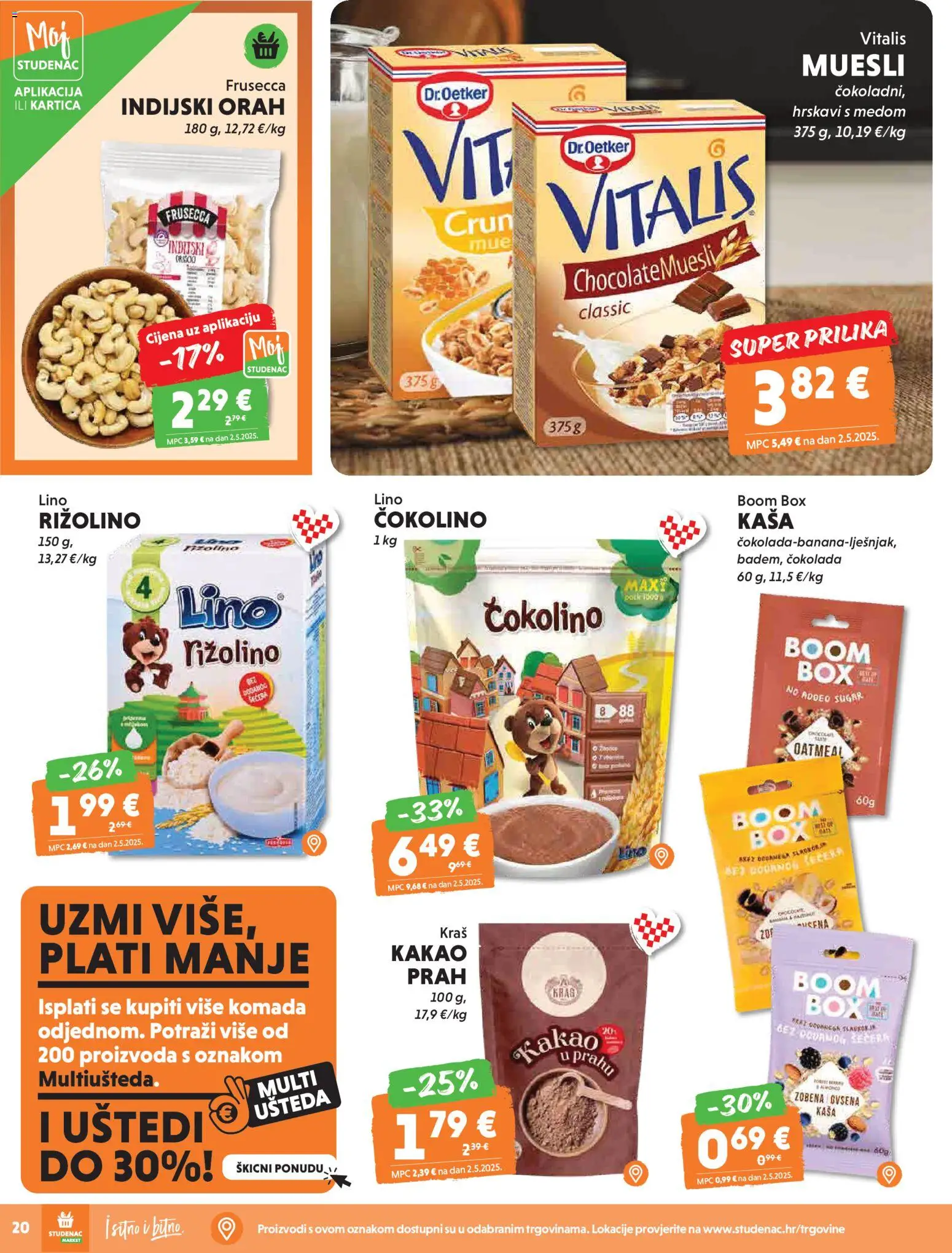Studenac katalog | vrijedi od 15.04.2026 | Stranica: 20 | Proizvodi: Čokolada, Kakao, Indijski orah, Čokolino