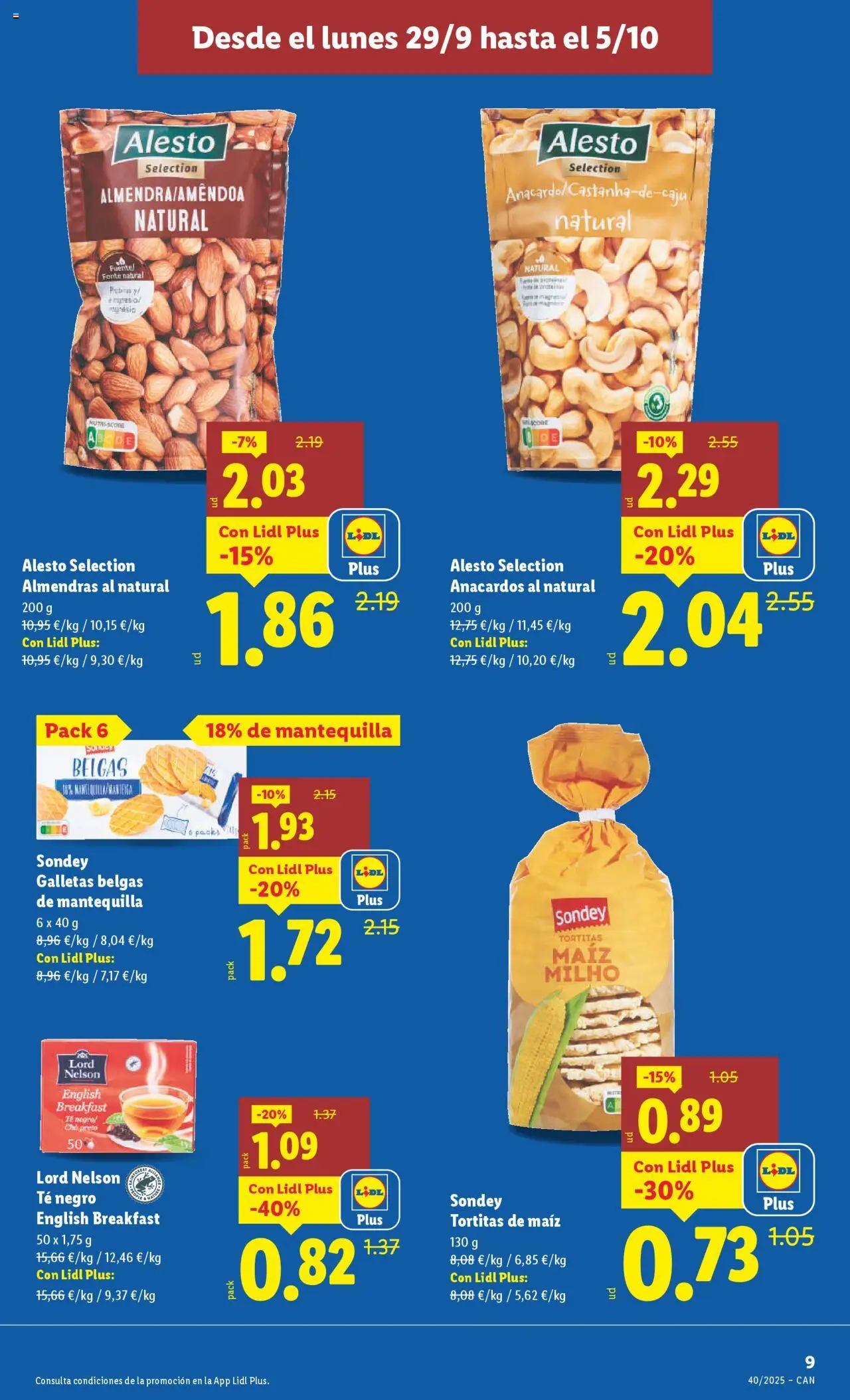 Lidl - Canarias │ válido desde el 29.09.2025 | Página: 9 | Productos: Té, Galletas, Συσκευή ροής