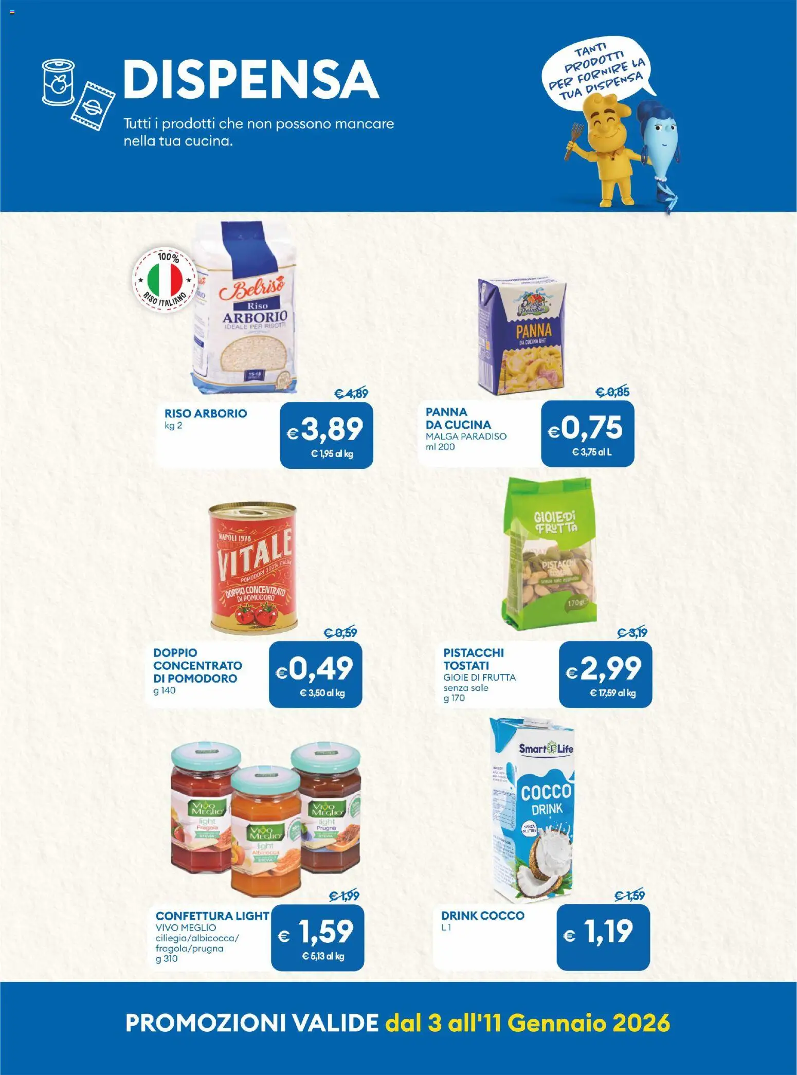 Volantino MD Discount del 03.01.2026 | Pagina: 19 | Prodotti: Panna, Pomodoro, Cocco, Pistacchi