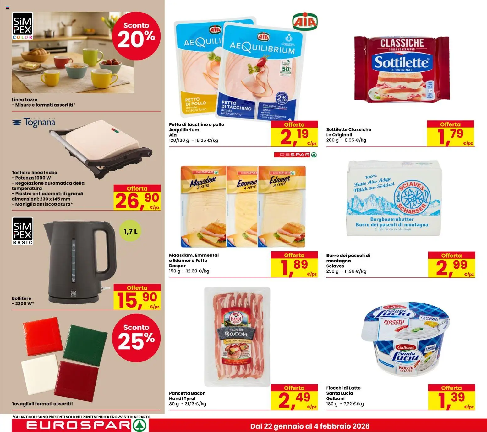 Volantino Eurospar del 22.01.2026 | Pagina: 18 | Prodotti: Pollo, Fiocchi, Burro, Forno