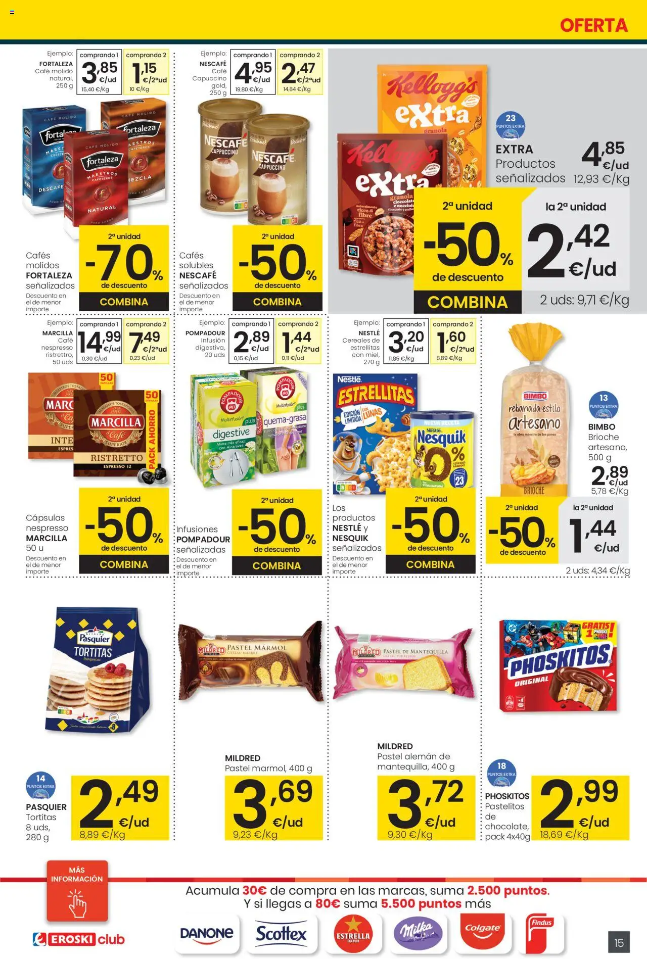 Eroski - Precio más bajo Center │ válido desde el 16.10.2025 | Página: 15 | Productos: Café, Chocolate, Café molido, Cereales