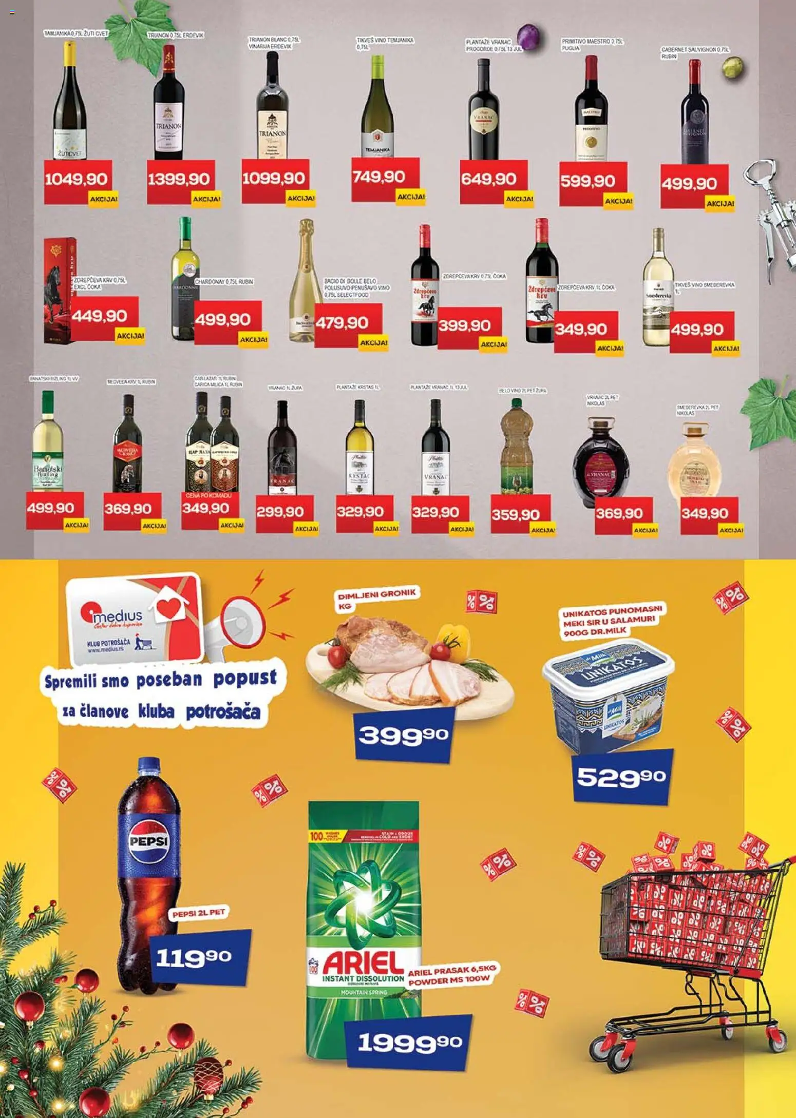 Medius katalog - važi od 16.12.2025 | Strana: 17 | Proizvode: Cabernet Sauvignon, Belo vino, Sir, Pepsi