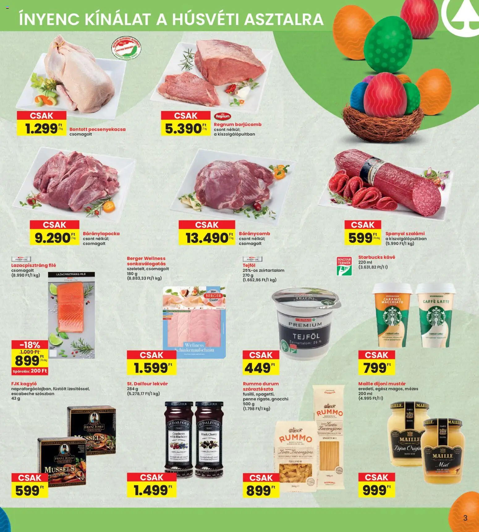 Interspar akciós ujság - amely érvényes a következő dátumtól: 19.03.2026 | Oldal: 3 | Termékek: Báránycomb, Dijoni mustár, Lekvár, Penne
