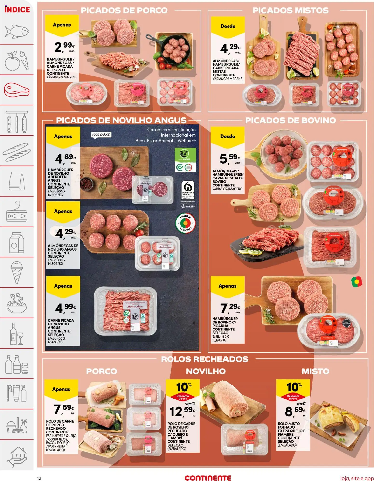 Continente folheto │ válido de 04.11.2025 | Página: 12 | Produtos: Carne picada, Queijo, Carne de porco, Carne