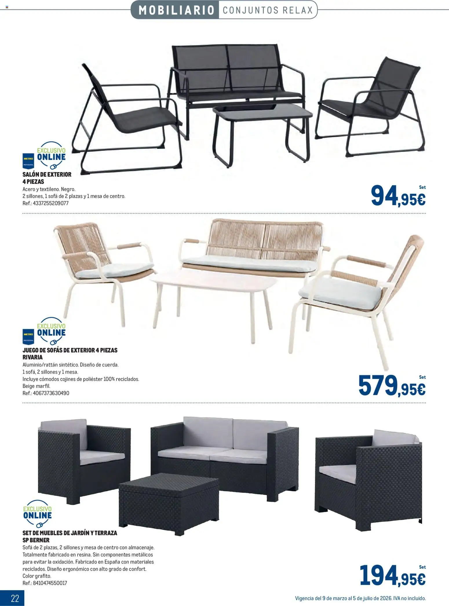 Makro - Especial Terrazas │ válido desde el 09.03.2026 | Página: 22 | Productos: Muebles, Sofá, Mesa, Muebles de jardín