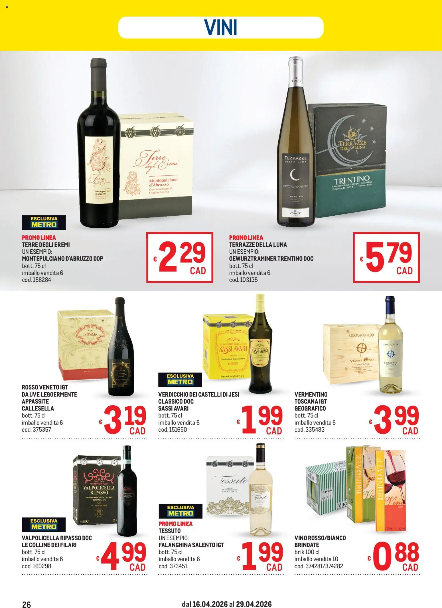 Volantino Metro del 16.04.2026 | Pagina: 26 | Prodotti: Vino, Bottiglia