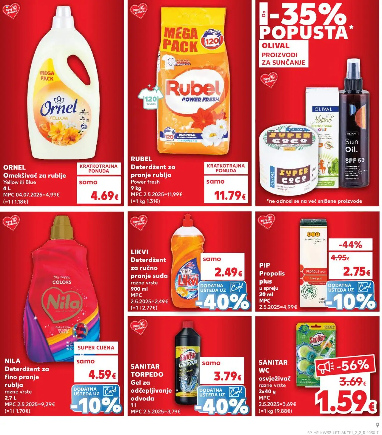 Kaufland katalog | vrijedi od 06.08.2025 | Stranica: 9 | Proizvodi: Deterdžent za pranje rublja, Gel za odčepljivanje odvoda, Omekšivač, Deterdžent