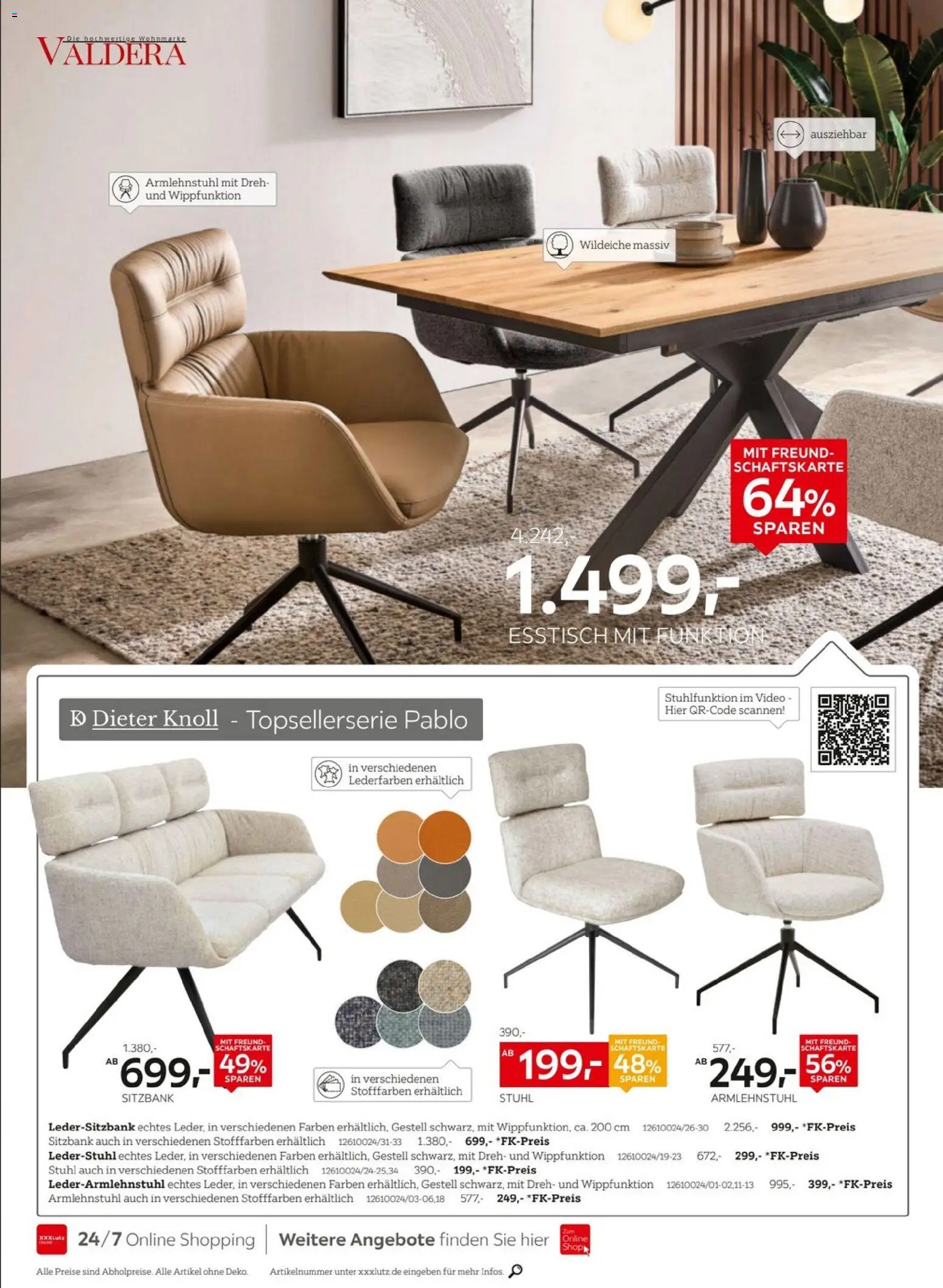 XXXLutz Nr. 1 beim Preis – gültig ab 11.04.2026 | Seite: 26 | Produkte: Esstisch, Sitzbank, Stuhl, Video