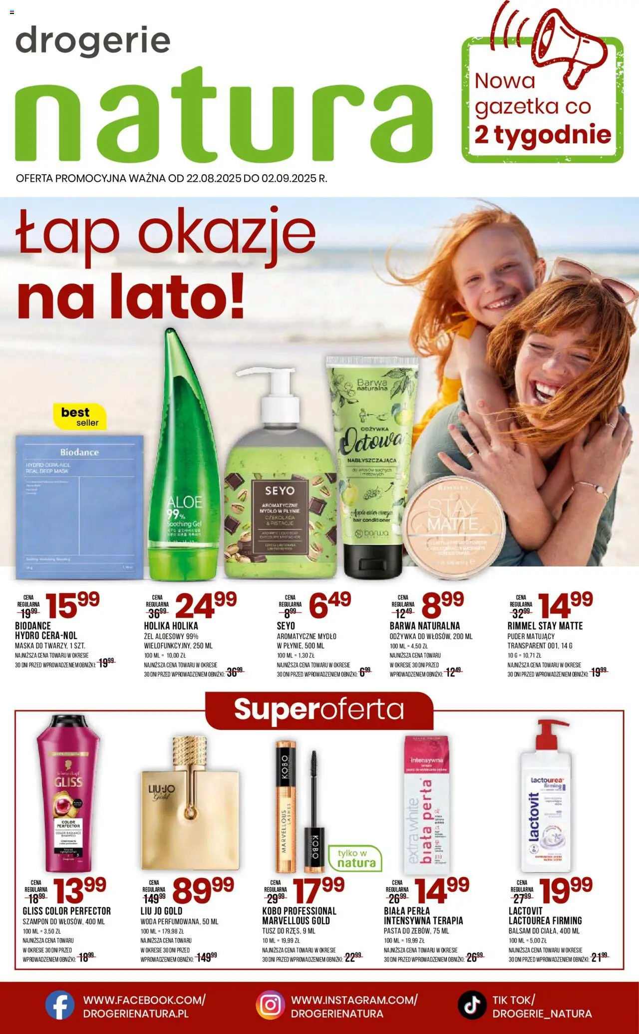 Drogerie Natura Gazetka od 22.08.2025 | Strona: 1 | Produkty: Żel aloesowy, Puder, Szampon, Body