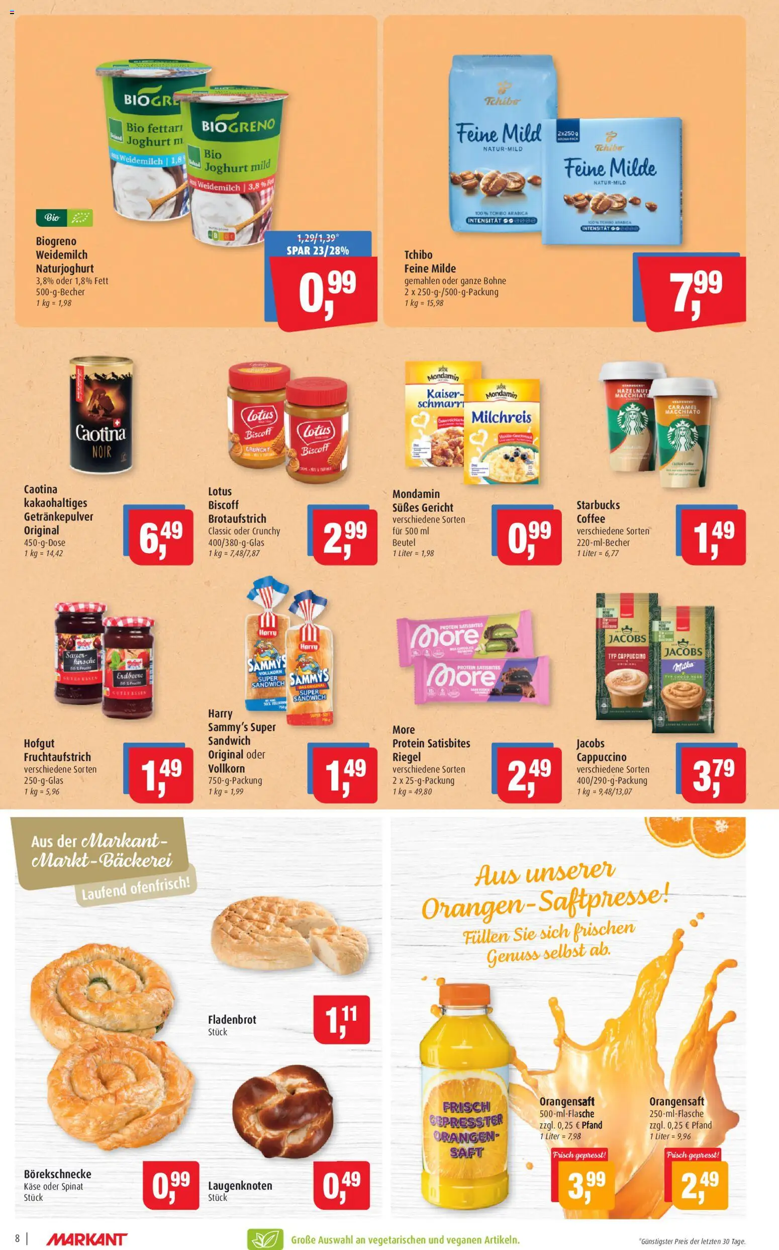 Markant Prospekt 	 – gültig ab 23.02.2026 | Seite: 8 | Produkte: Käse, Joghurt, Milka, Orangensaft