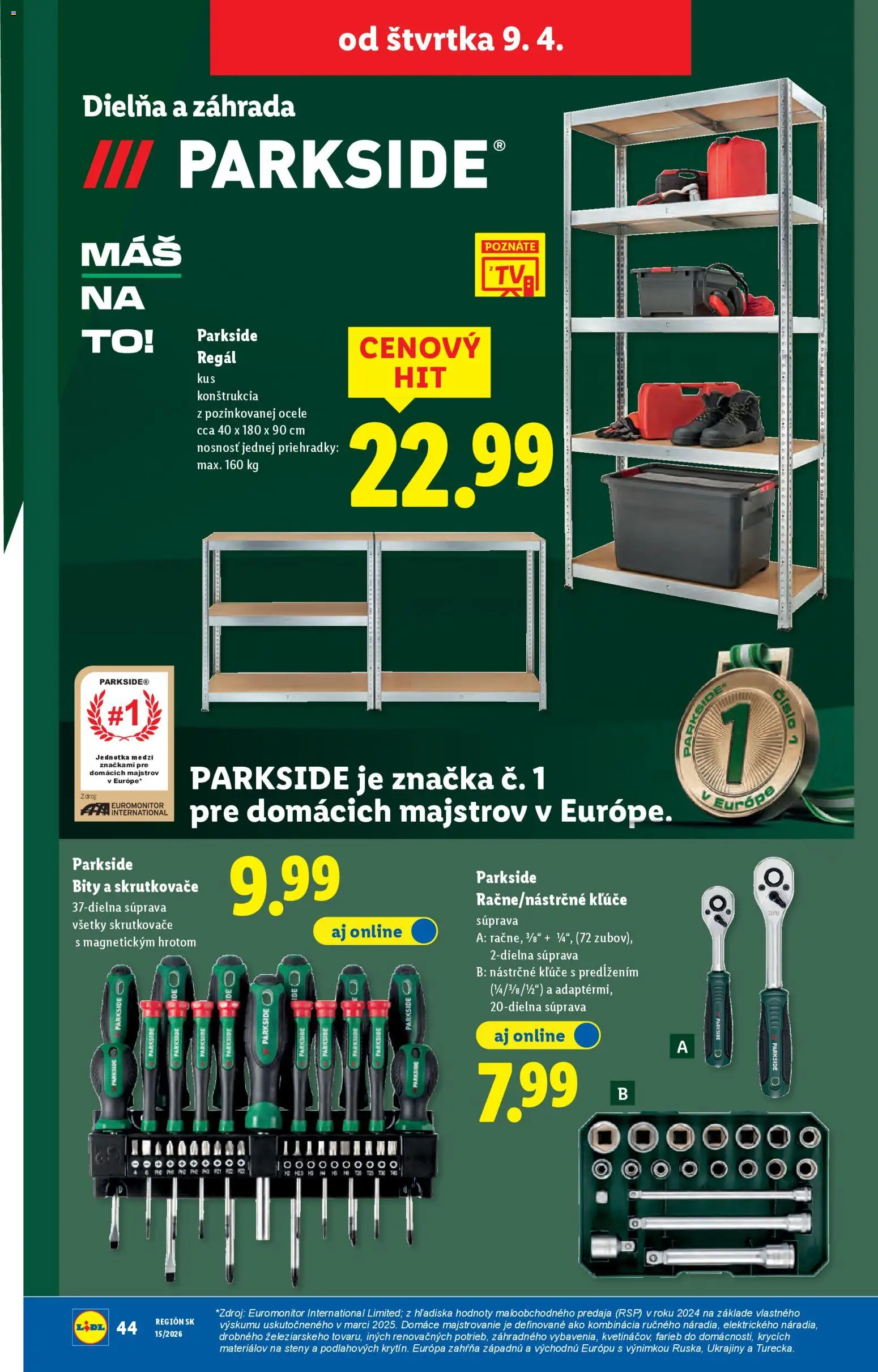 Nové Lidl akcie – leták je platný od 06.04.2026 | Strana: 71 | Produkty: Regál, Parkside