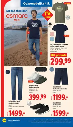 ESMARA MEN / ESMARA Majica kratkih rukava, Majica kratkih rukava. Veličine: za njega: M - XXL (48-62)* za nju: S-XL (36-50)* - pregled Lidl kataloga - važi od 30.04.2026 | Strana: 80 | Proizvode: Farmerke, Majica kratkih rukava, Patike