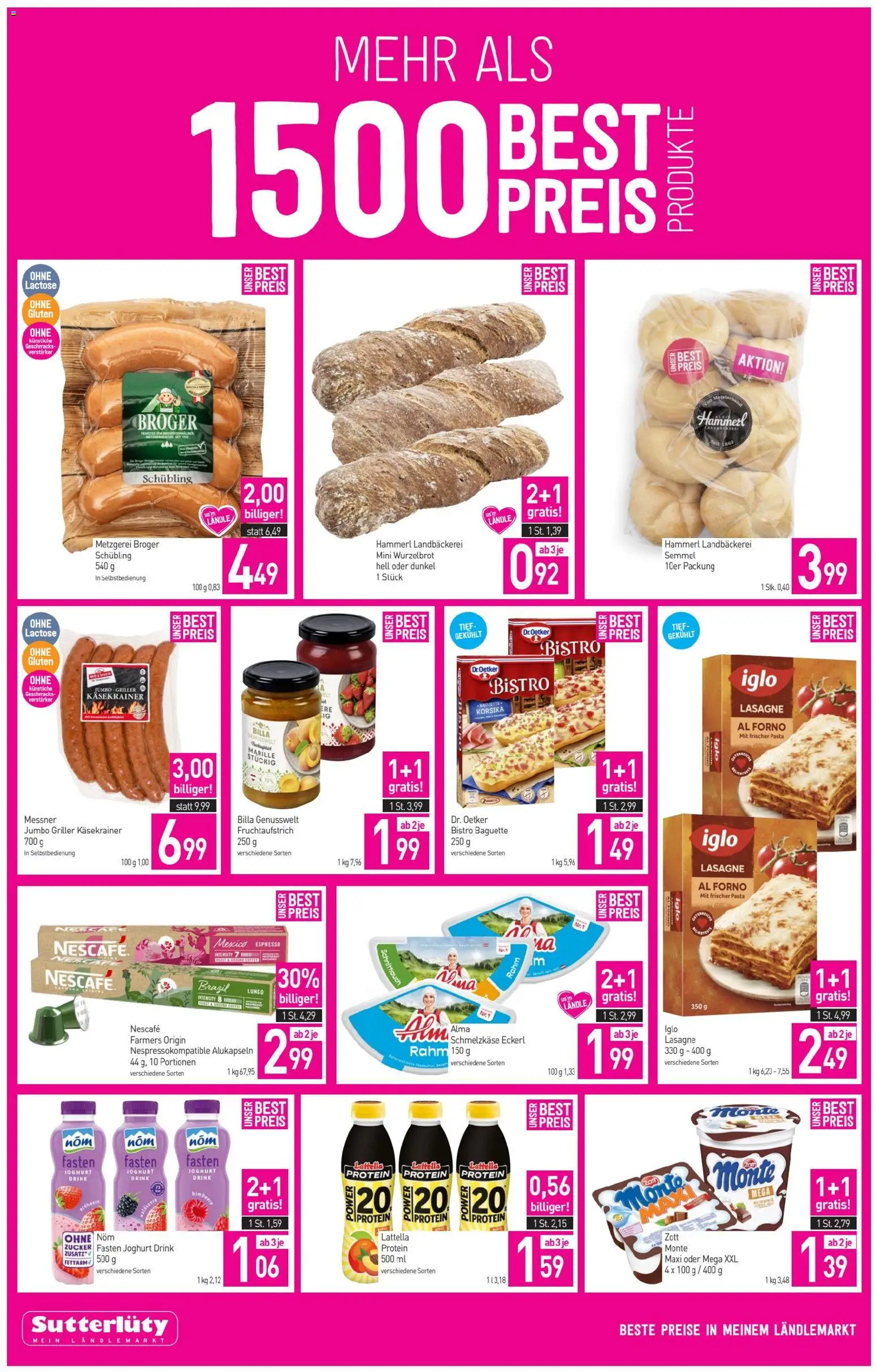 Sutterlüty Flugblatt gültig ab 16.04.2026 | Seite: 2 | Produkte: Pasta, Zucker, Jääkaappipakastin, Joghurt