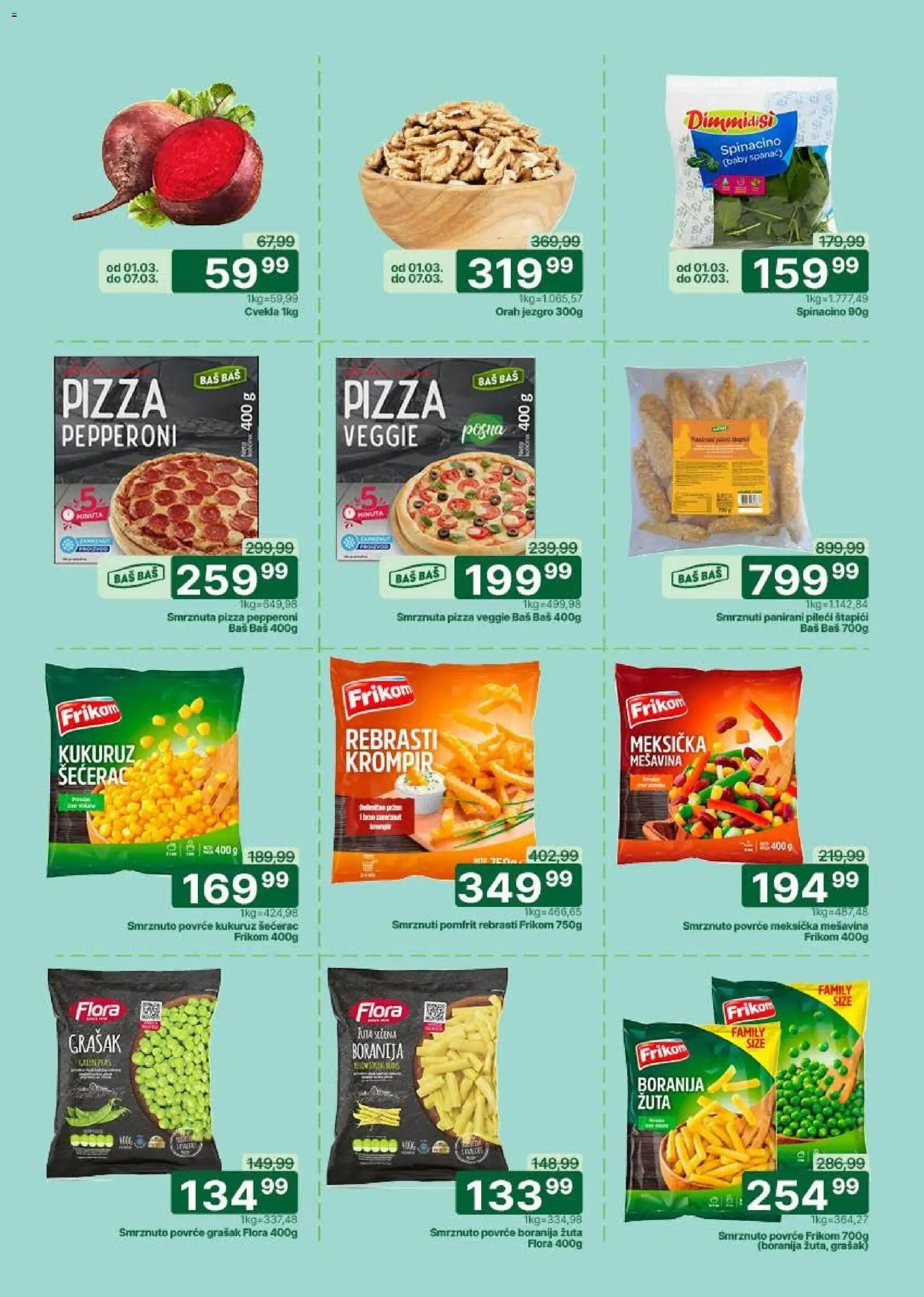 Univerexport katalog - važi od 02.03.2026 | Strana: 2 | Proizvode: Spanać, Kukuruz šećerac, Orah jezgro, Orah