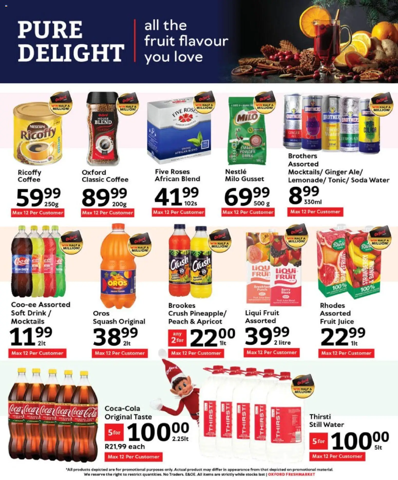 New Oxford Freshmarket catalogue – valid from 10.12.2025 | Page: 14 | Products: Squash, Coffee, Juice, Water