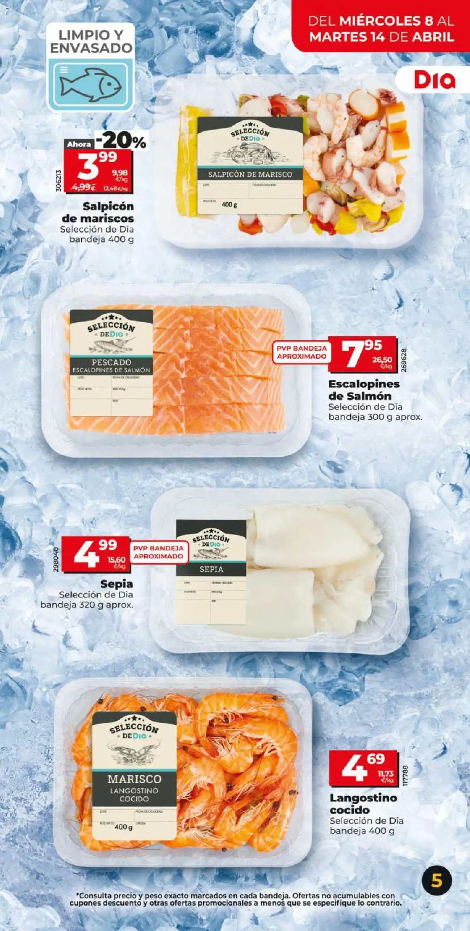 Dia - folleto Market │ válido desde el 08.04.2026 | Página: 5 | Productos: Pescado, Peso, Bandeja, Langostino