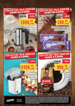 Aroma Market katalog - pregled Aroma Market kataloga - važi od 19.02.2026 | Strana: 20 | Proizvode: Mikser, Milka, Kafa, Čokolada