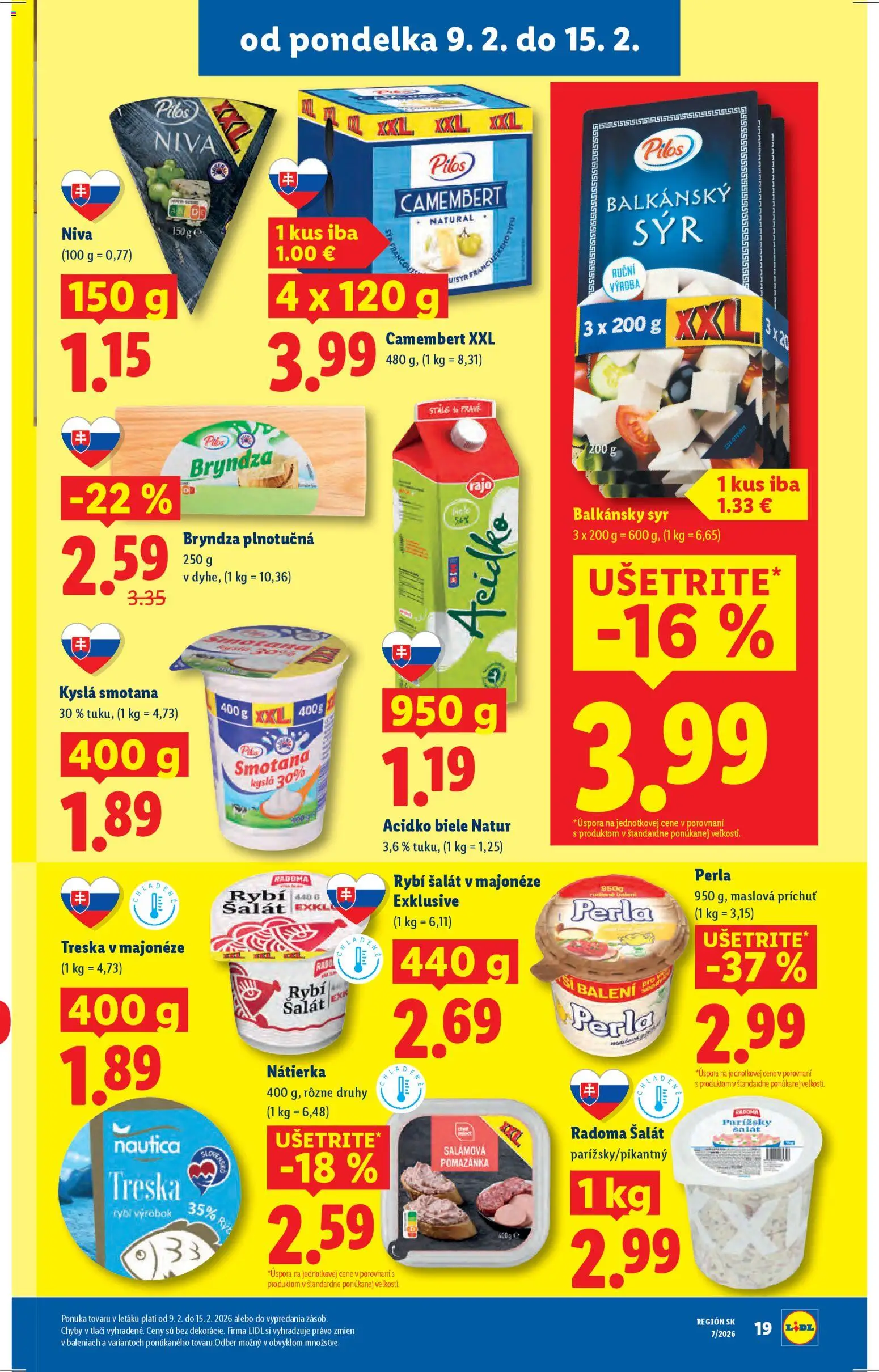 Nové Lidl akcie – leták je platný od 12.02.2026 | Strana: 68 | Produkty: Smotana, Bryndza, Šalát, Treska