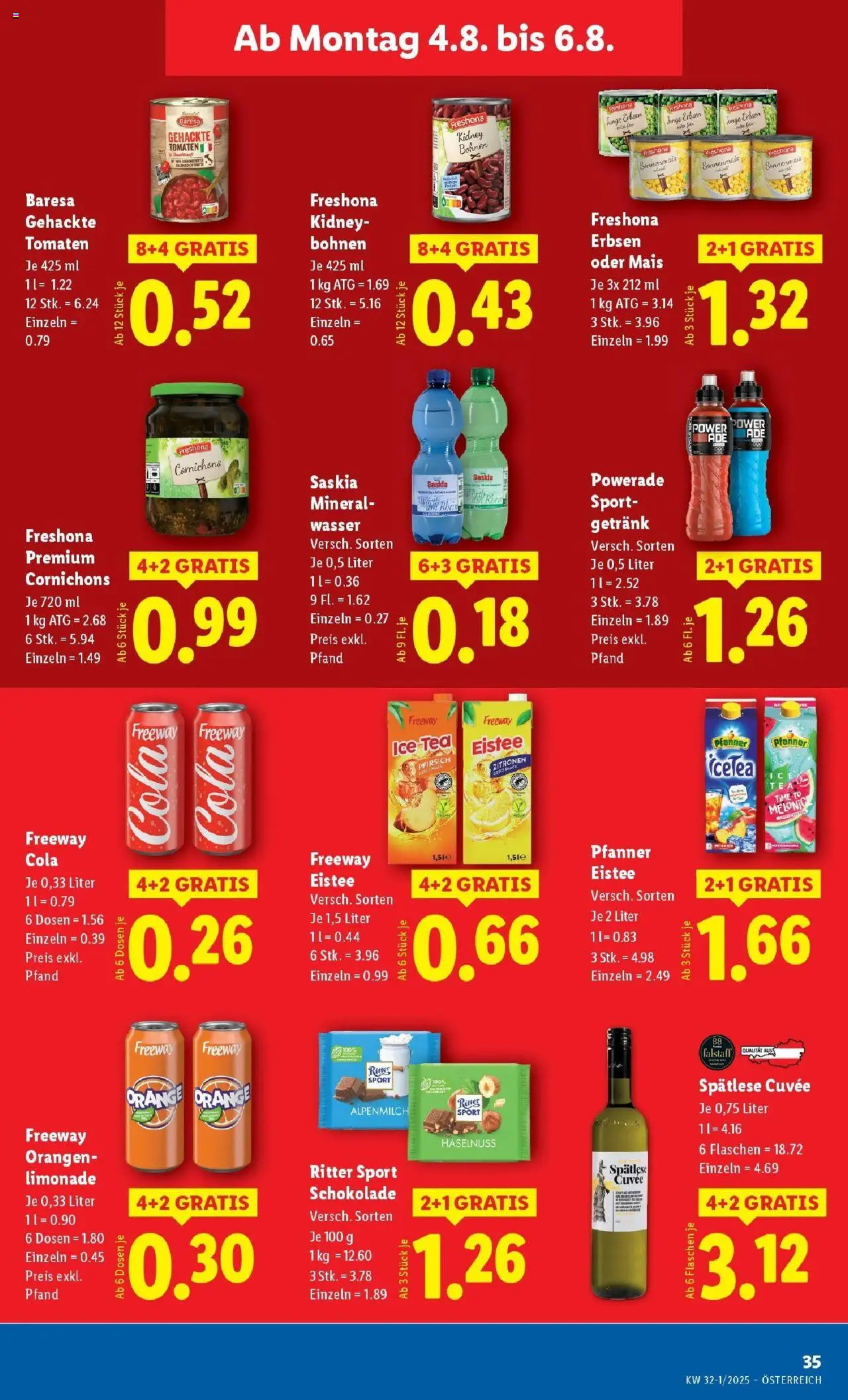 Lidl Flugblatt - Salzburg, Dornbirn, Jenbach gültig ab 31.07.2025 | Seite: 39 | Produkte: Pfirsich, Erbsen, Schokolade, Orangen