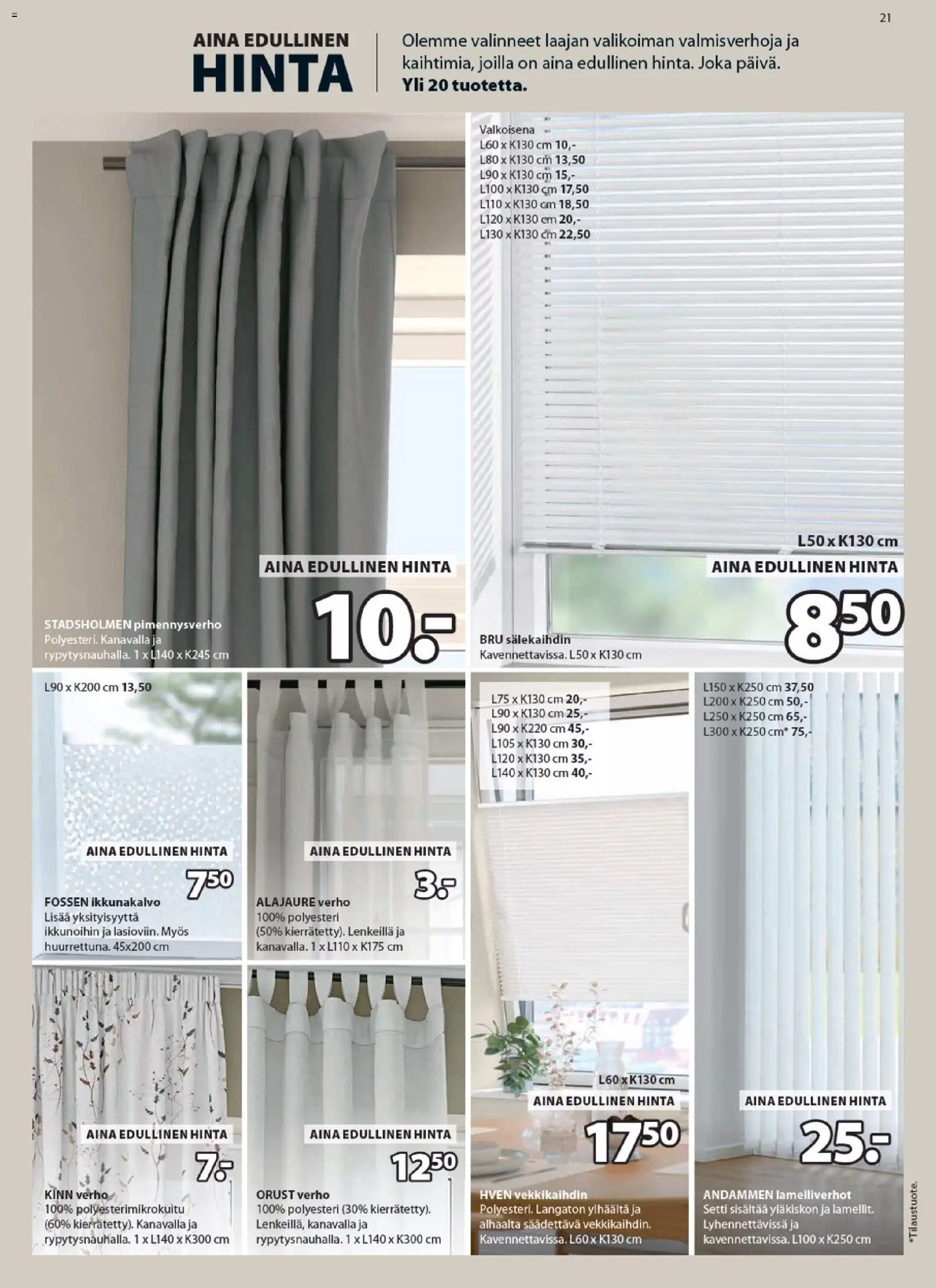 JYSK tarjoukset – voimassa 25.12.2025 alkaen | Sivu: 21 | Tuotteet: Verho