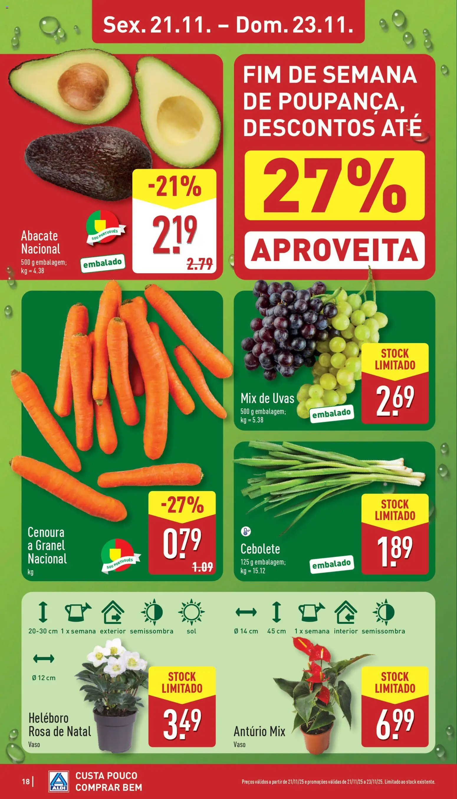 Aldi folheto │ válido de 17.11.2025 | Página: 18 | Produtos: Vaso, Abacate, Cenoura, Uvas