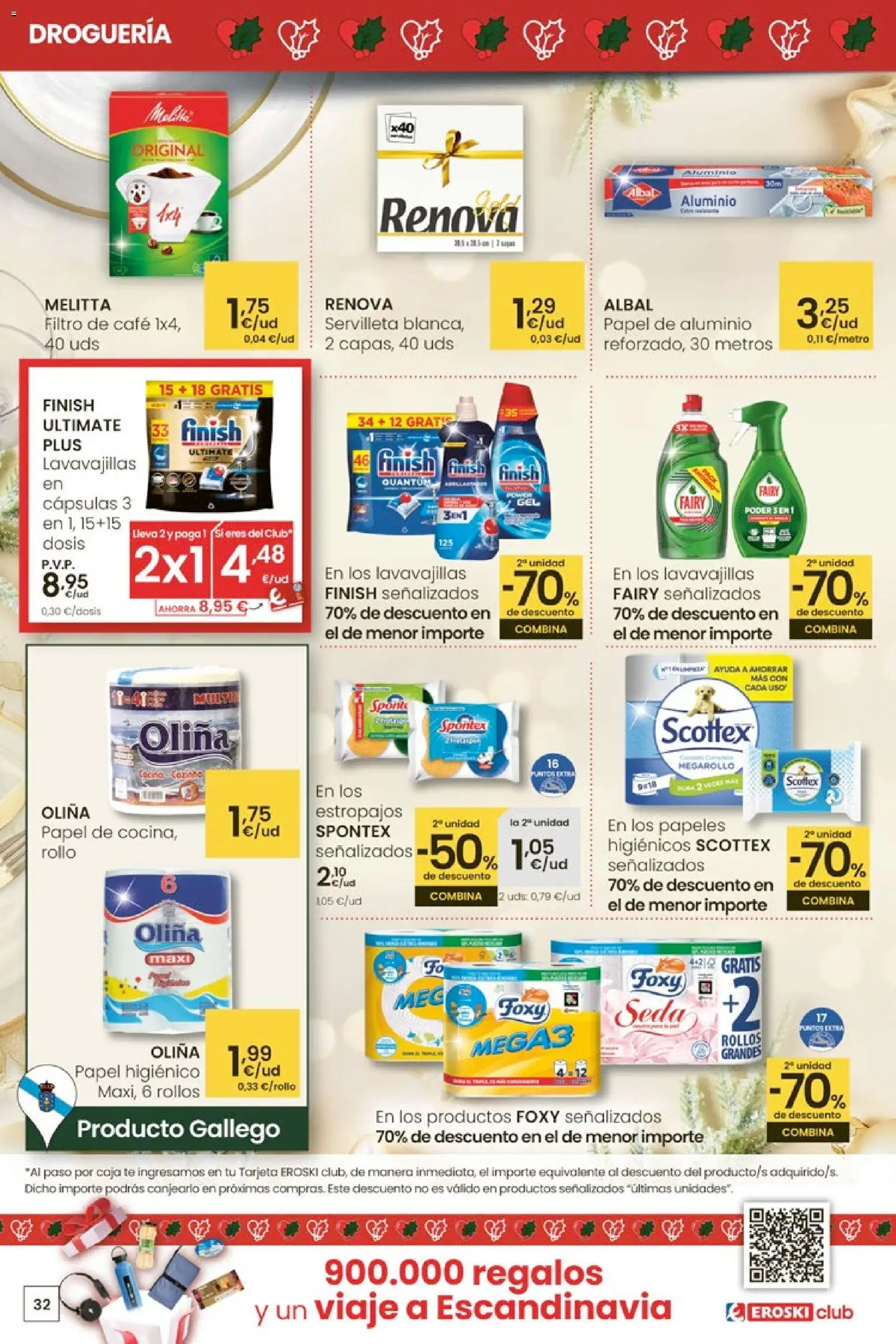 Eroski - City │ válido desde el 27.11.2025 | Página: 32 | Productos: Papel higienico, Té, Lavavajillas, Caja