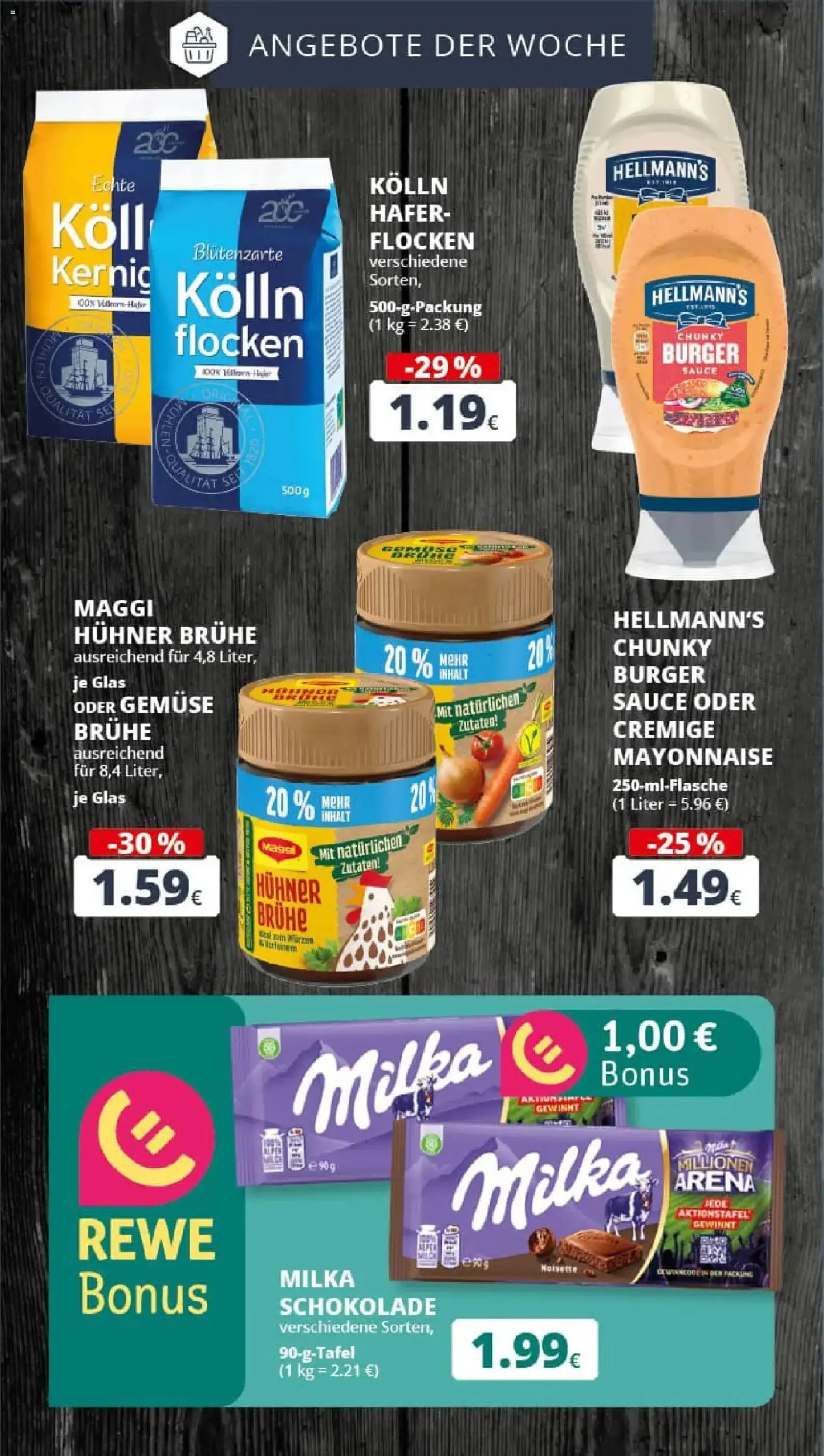 Rewe prospekt Bergheim	 – gültig ab 23.11.2025 | Seite: 4 | Produkte: Kolln, Maggi, Milka schokolade, Burger