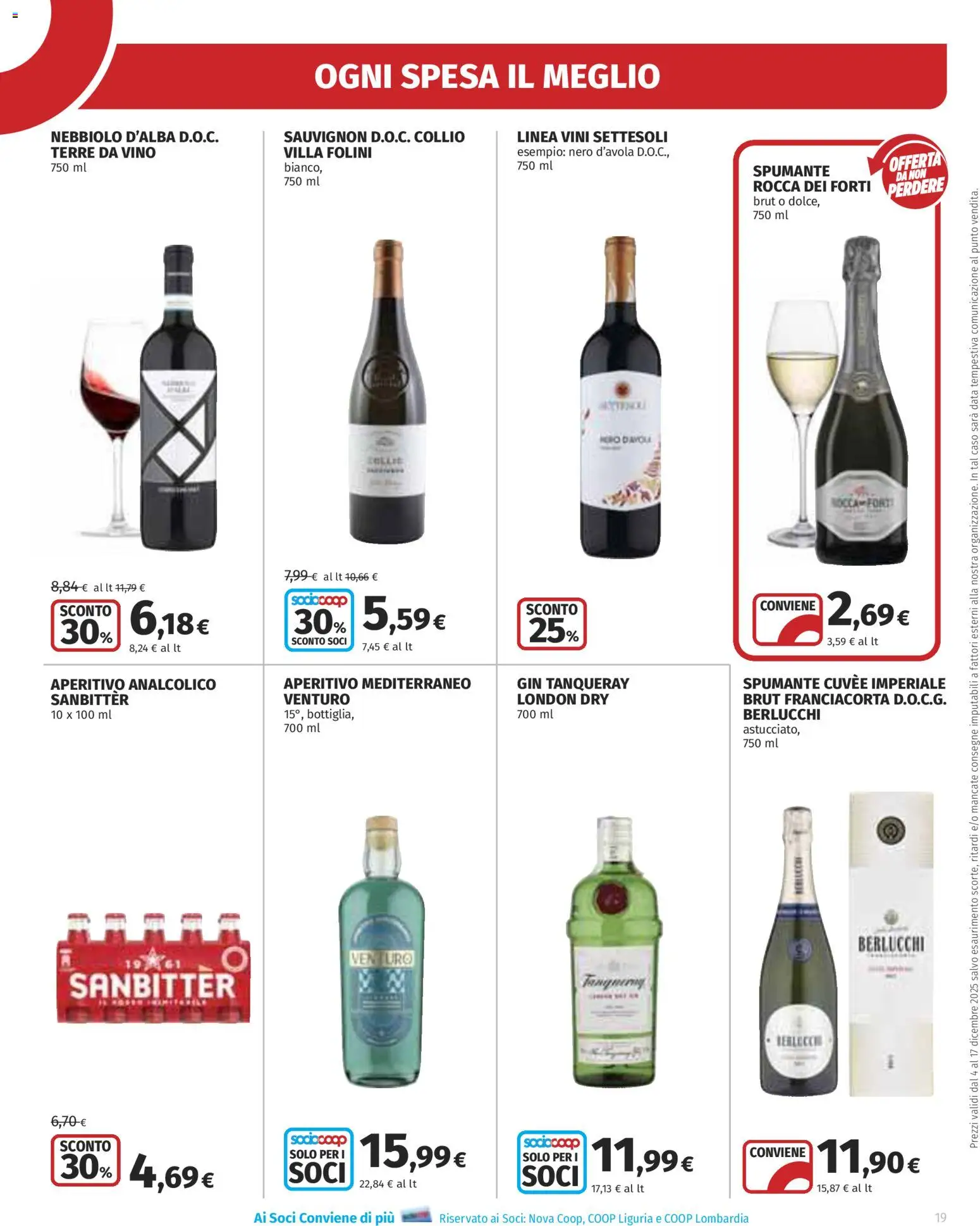 Volantino Ipercoop del 04.12.2025 | Pagina: 19 | Prodotti: Gin, Vino, Spumante, Aperitivo