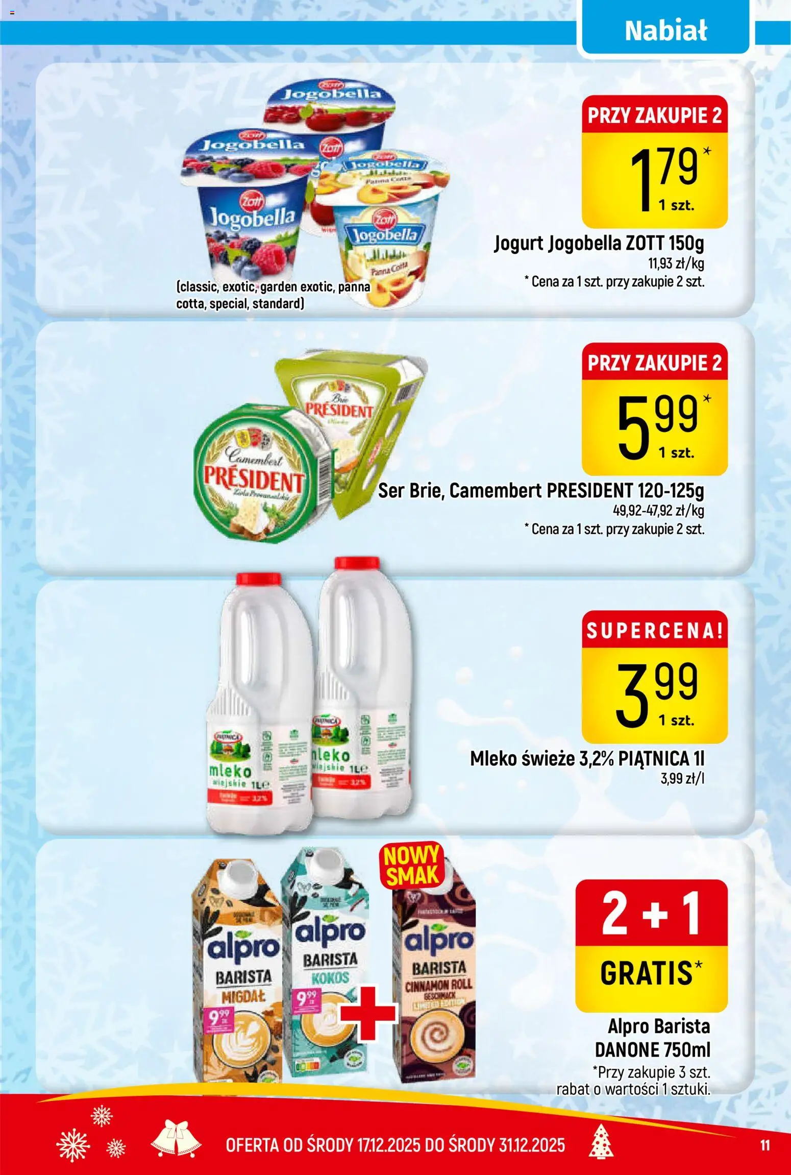 Piotruś Pan Gazetka od 17.12.2025 | Strona: 11 | Produkty: Alpro, Camembert, Mleko, Ser