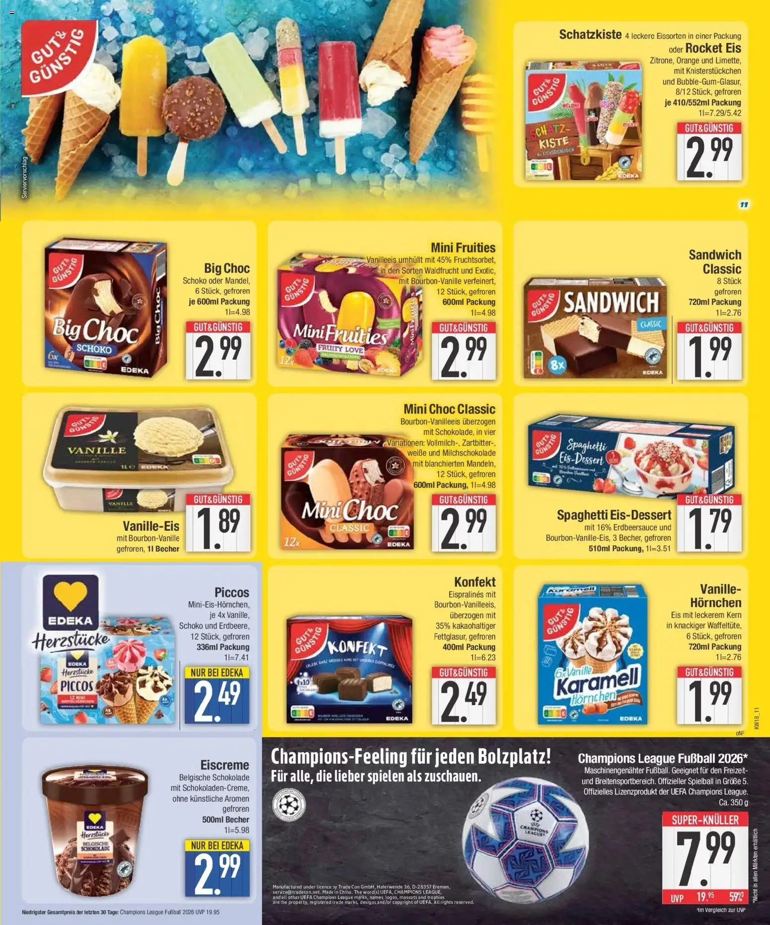 E center Prospekt München	 – gültig ab 27.04.2026 | Seite: 11 | Produkte: Schokolade, Eiscreme, Fußball, Eis