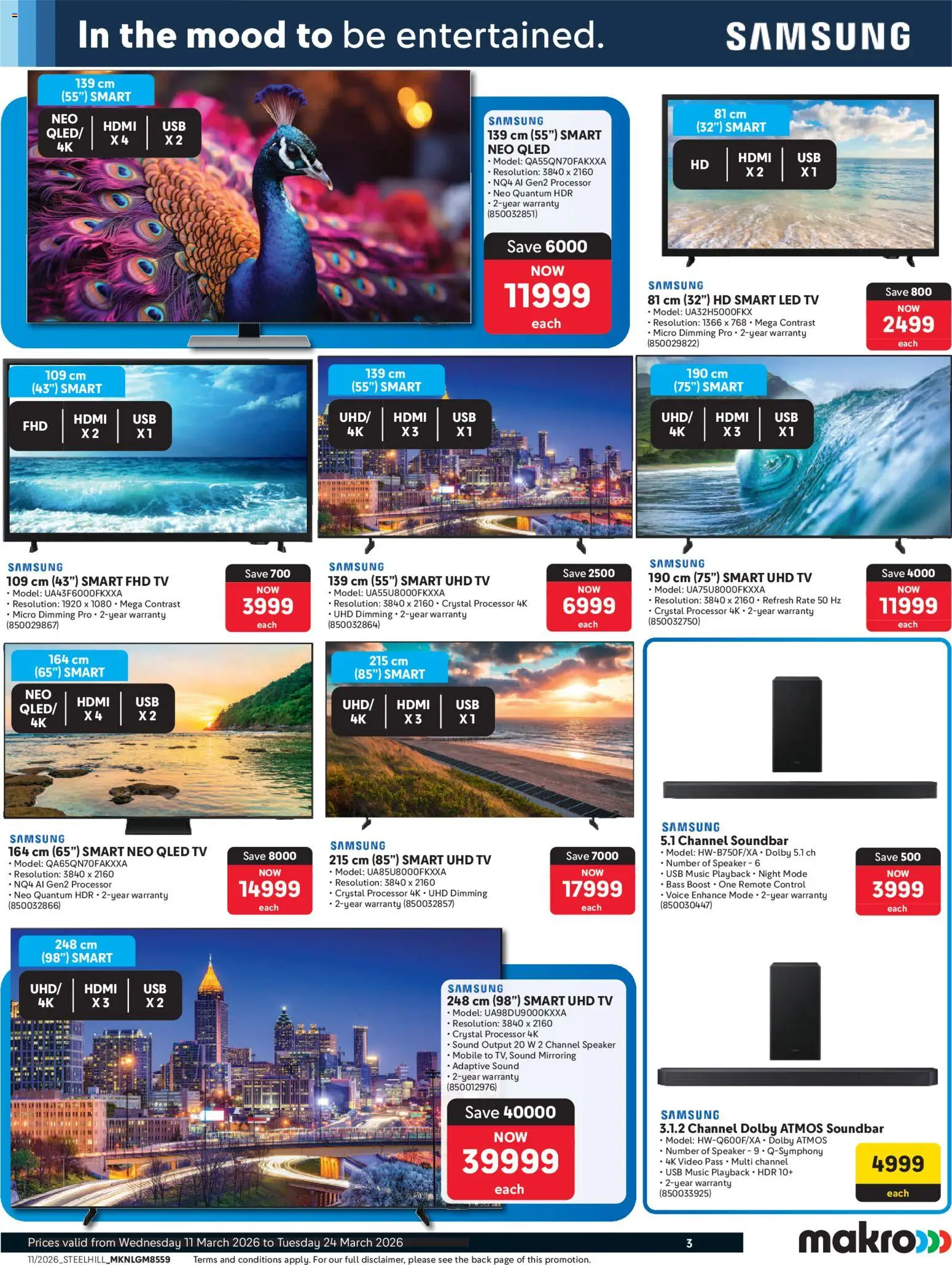 New Makro catalogue – valid from 11.03.2026 | Page: 3 | Products: USB, TV, Soundbar, Remote