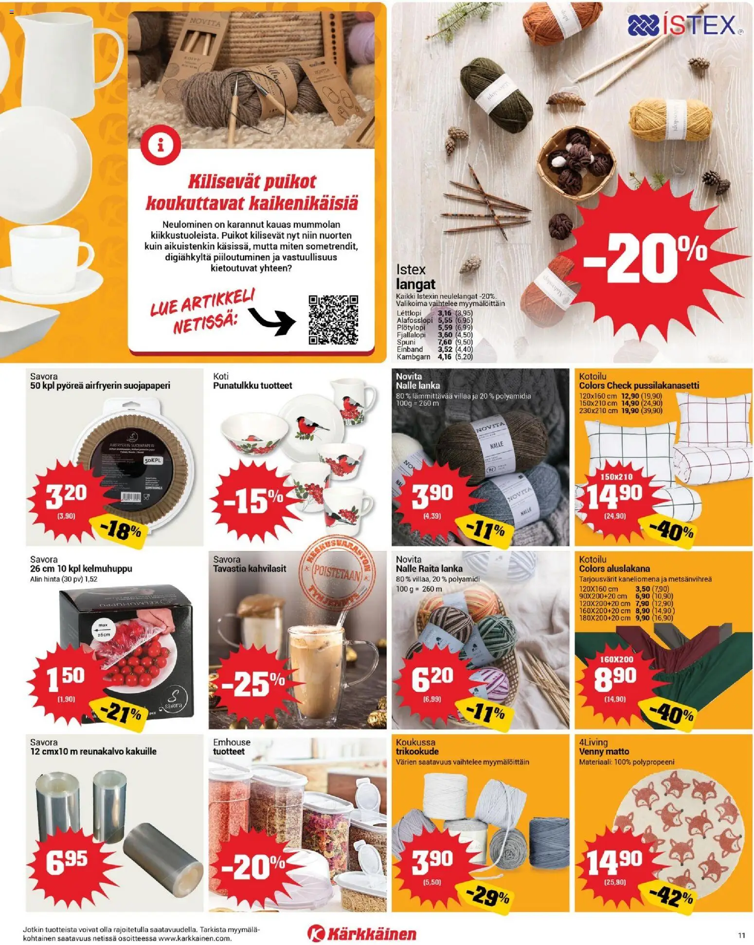 Kärkkäinen tarjoukset – voimassa 18.02.2026 alkaen | Sivu: 11 | Tuotteet: Pussilakanasetti, Aluslakana, Matto