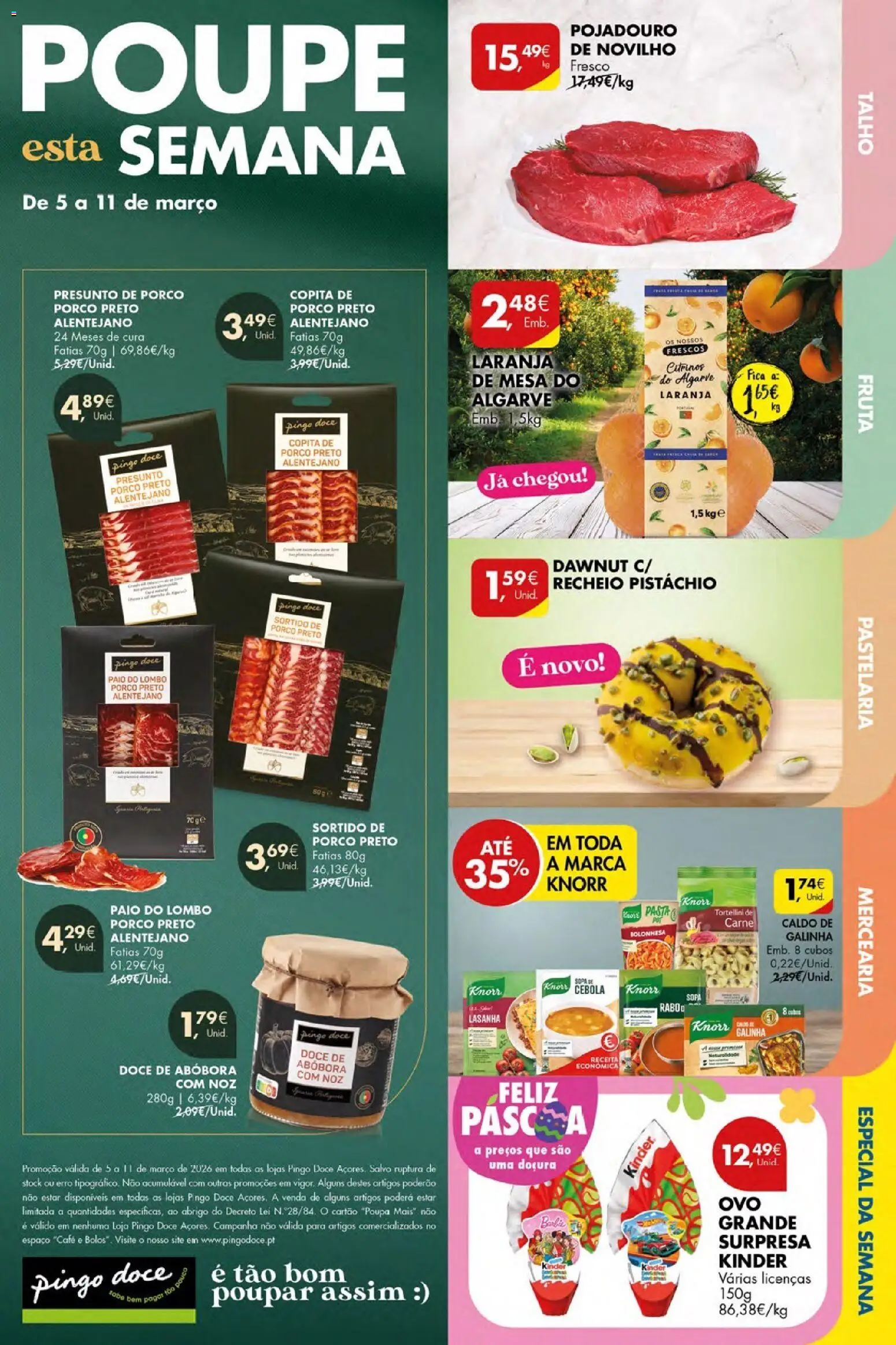 Pingo Doce Poupe Esta Semana Açores │ válido de 05.03.2026 | Página: 1 | Produtos: Lasanha, Sopa, Lombo, Chocolate