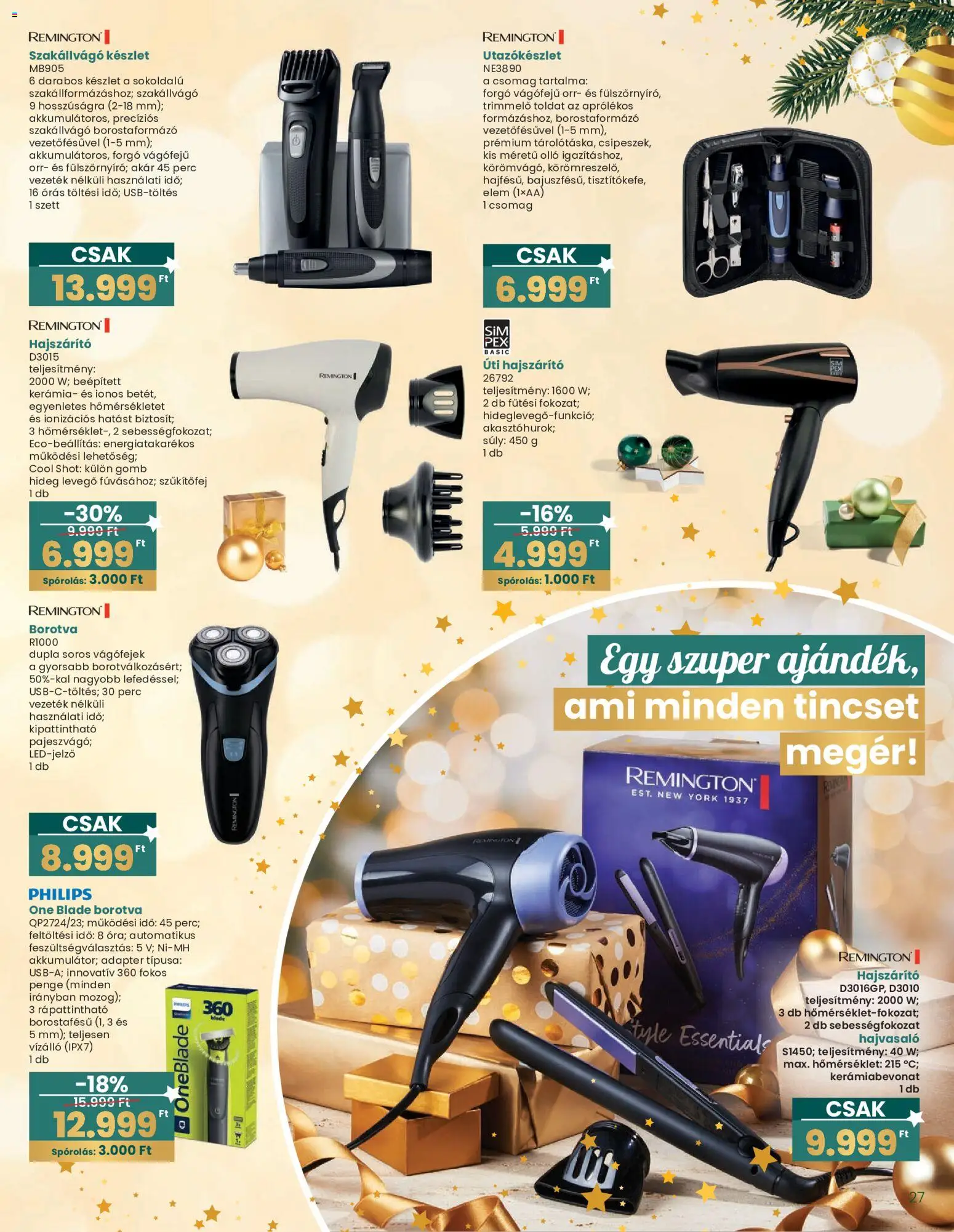 Interspar akciós ujság - amely érvényes a következő dátumtól: 20.12.2025 | Oldal: 27 | Termékek: Adapter, Szakállvágó, Hajszárító, Borotva