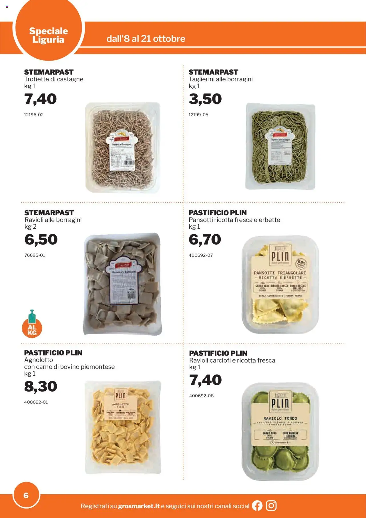 Volantino Sogegross del 08.10.2025 | Pagina: 6 | Prodotti: Bovino, Carciofi, Ravioli, Ricotta
