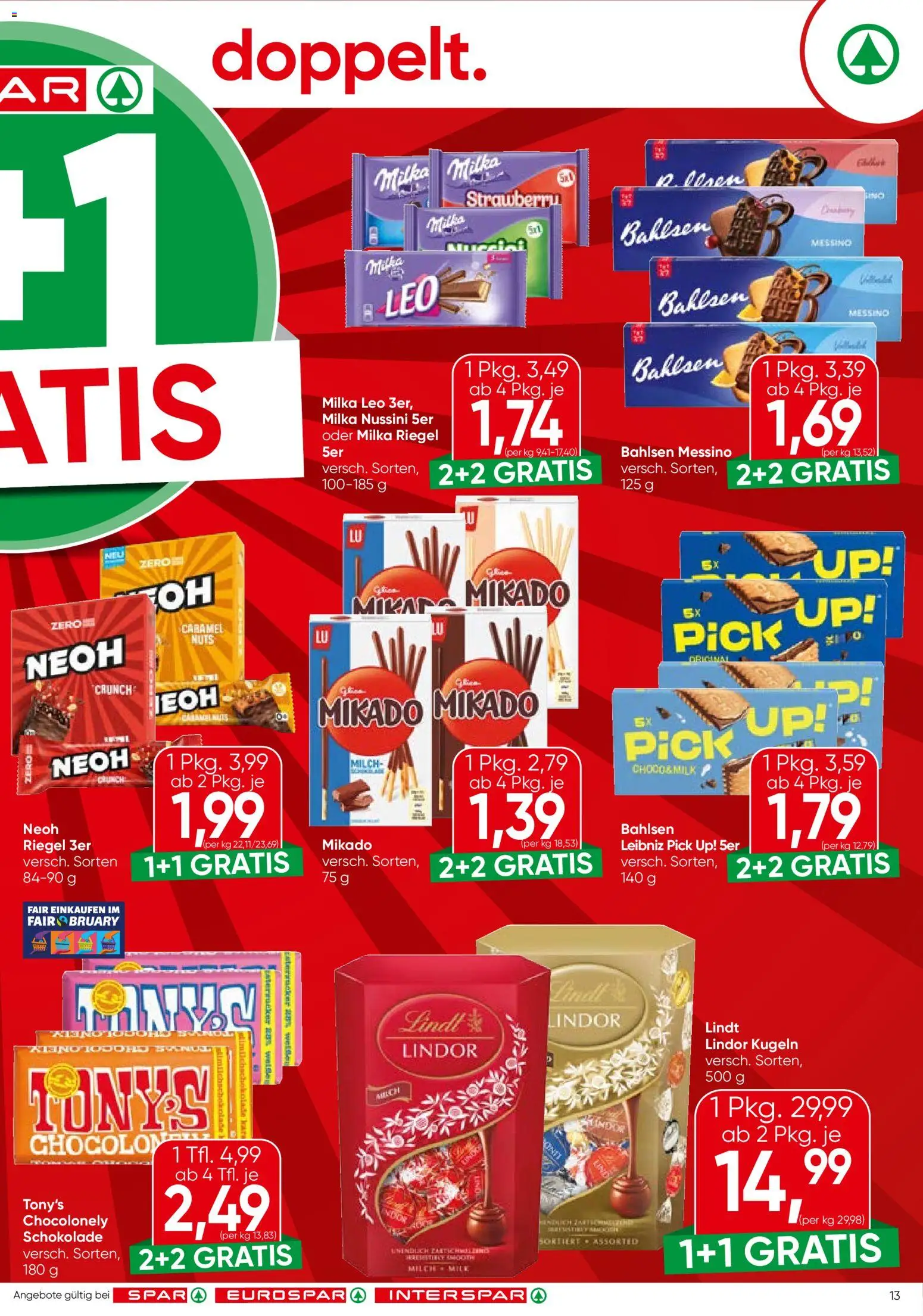 Spar Flugblatt - Vorarlberg gültig ab 12.02.2026 | Seite: 13 | Produkte: Milch, Schokolade