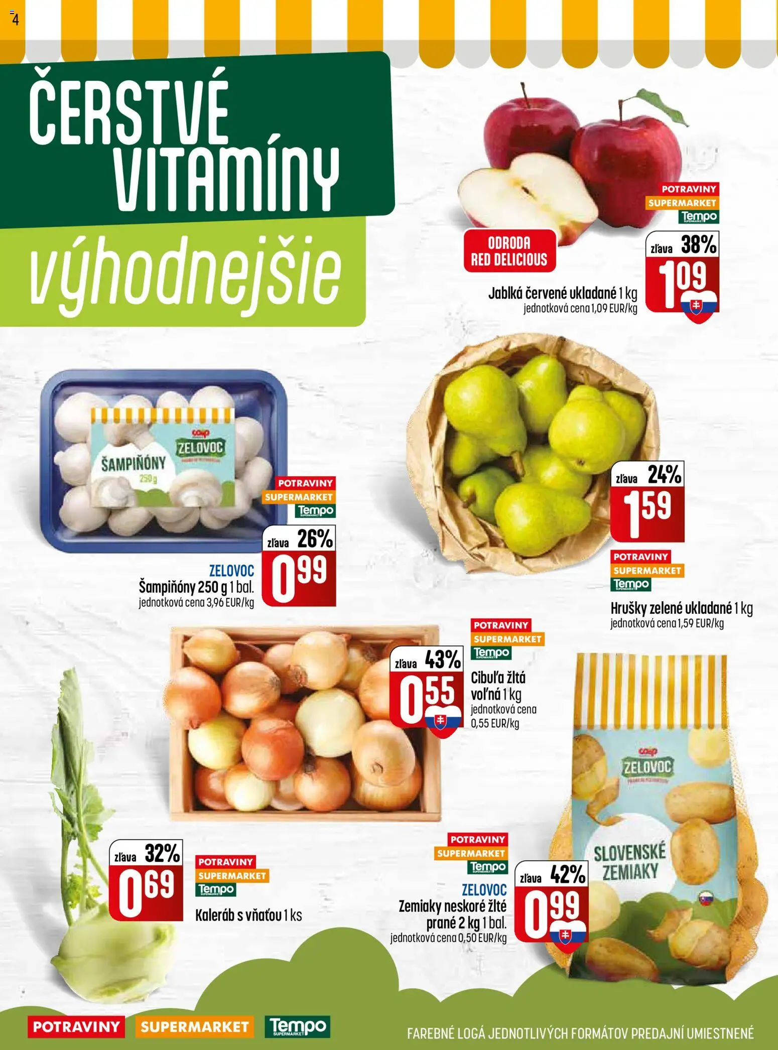 Nové COOP Jednota akcie – leták je platný od 09.04.2026 | Strana: 4 | Produkty: Jablká, Zemiaky, Hrušky