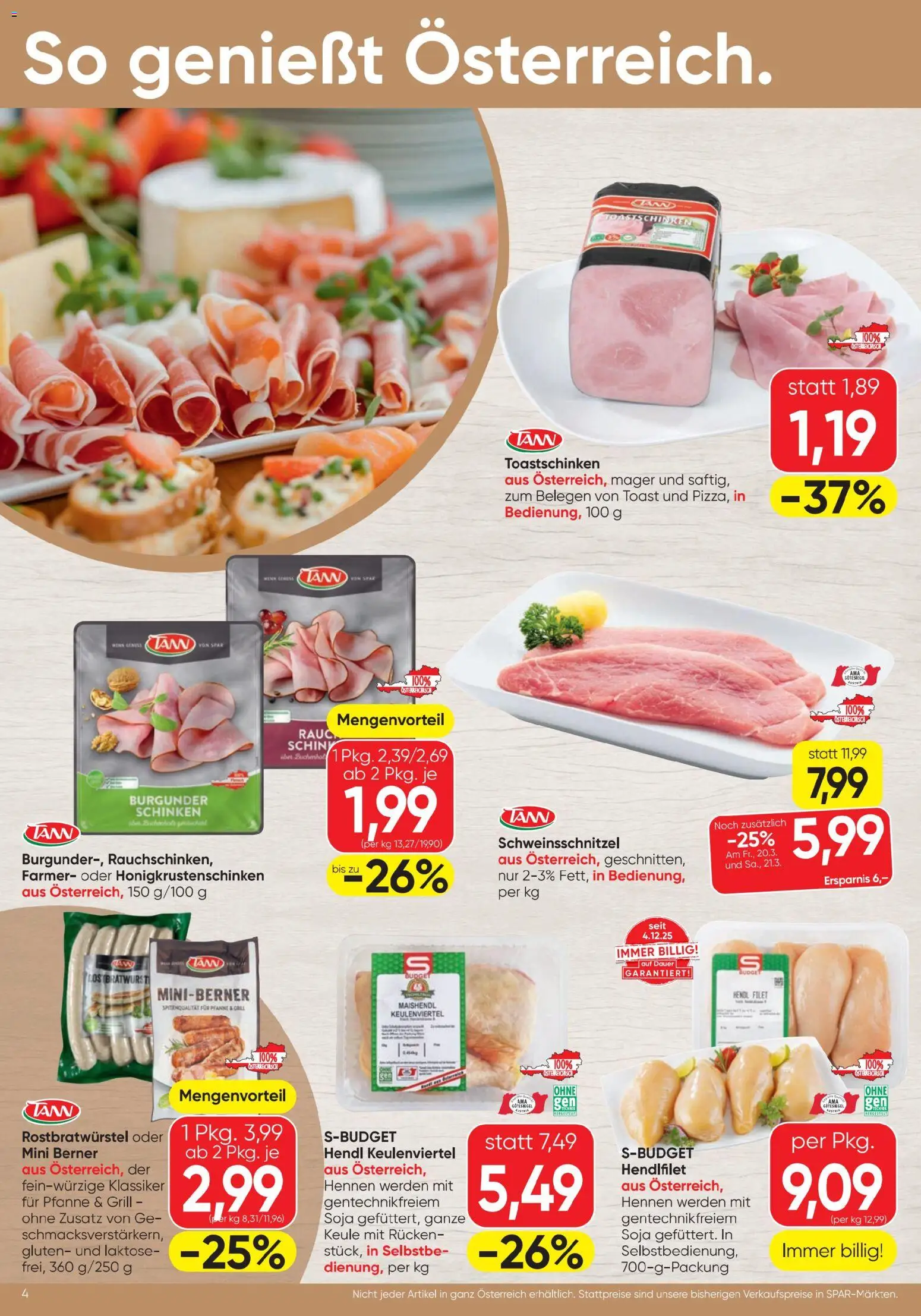 Spar - Flugblatt gültig ab 19.03.2026 | Seite: 4 | Produkte: Grill, Schinken