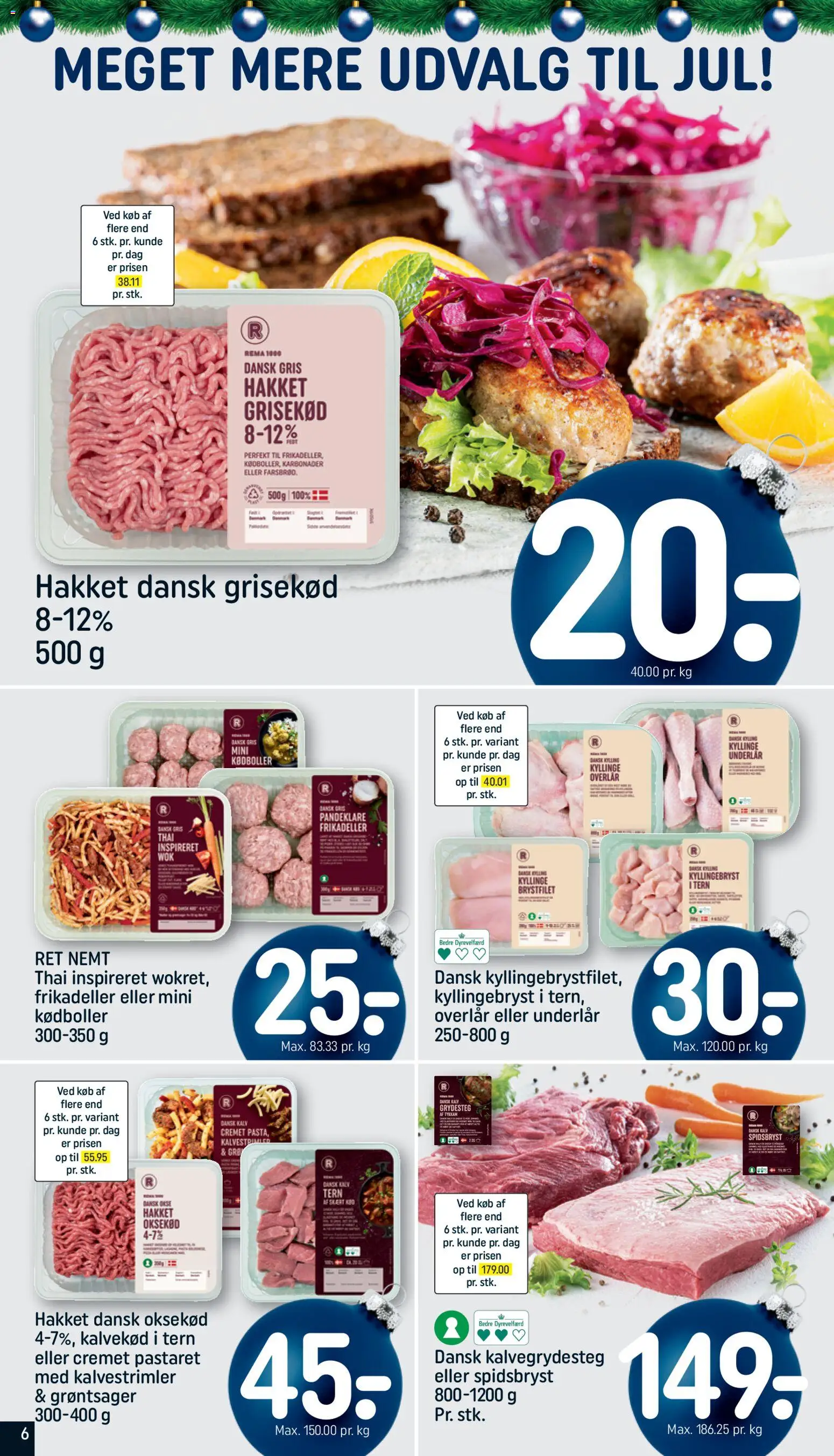 Rema 1000 tilbudsavis – gyldig fra 07.12.2025 | Side: 6 | Produkter: Oksekød, Frikadeller