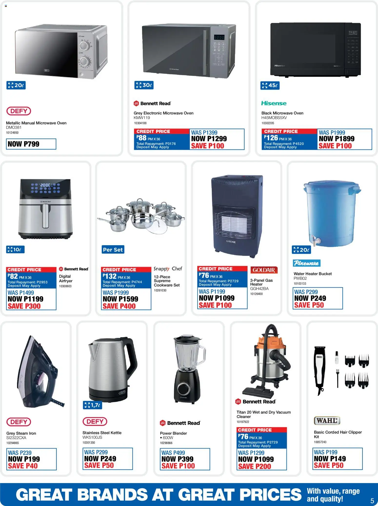 New OK Furniture catalogue – valid from 13.04.2026 | Page: 5 | Products: Microwave oven, Vacuum cleaner, Iron, Blender