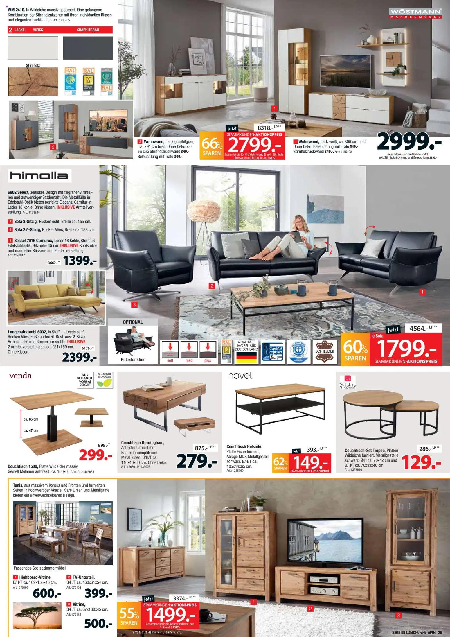 Zurbrüggen Best Deals – gültig ab 28.03.2026 | Seite: 9 | Produkte: Wohnwand, Sofa, Sessel, Couchtisch