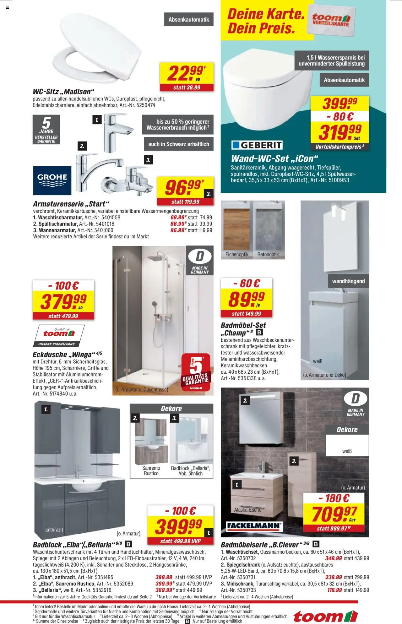 Toom Baumarkt Prospekt - gültig ab dem 16.08.2025 | Seite: 15 | Produkte: Armatur, Spiegelschrank, Wasser, Duschkopf