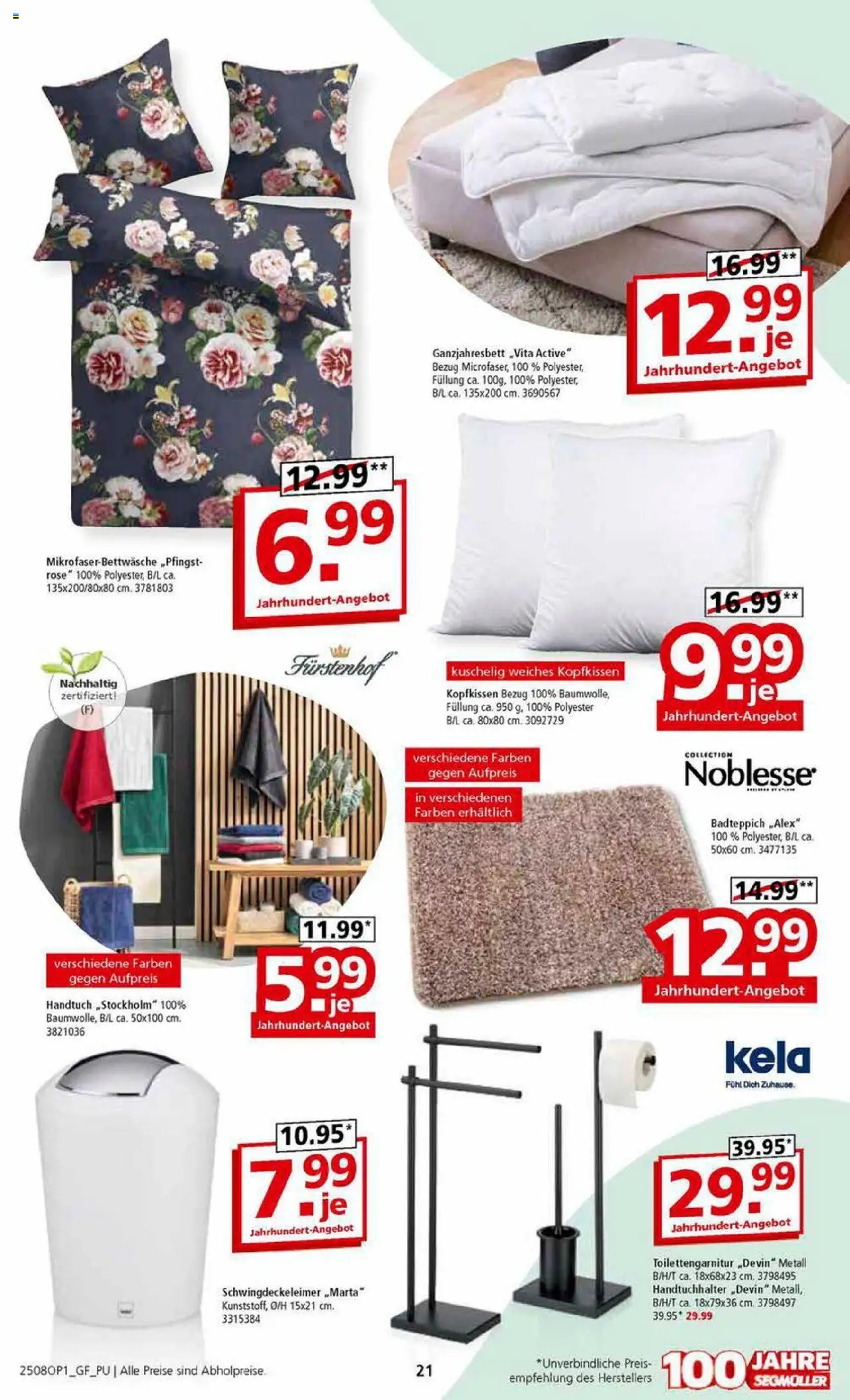 Segmüller Semesterstart Spezia - gültig ab dem 28.07.2025 | Seite: 21 | Produkte: Kopfkissen, Handtuchhalter